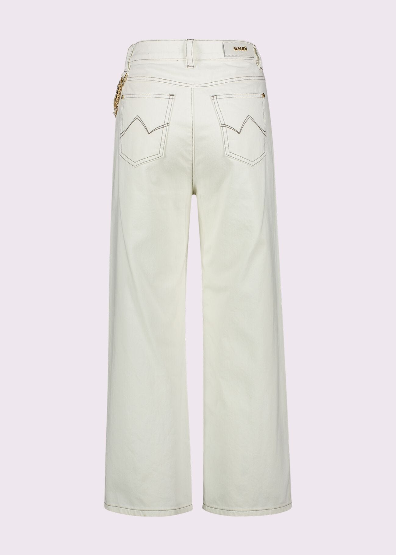 Jeans da donna bianco con catena