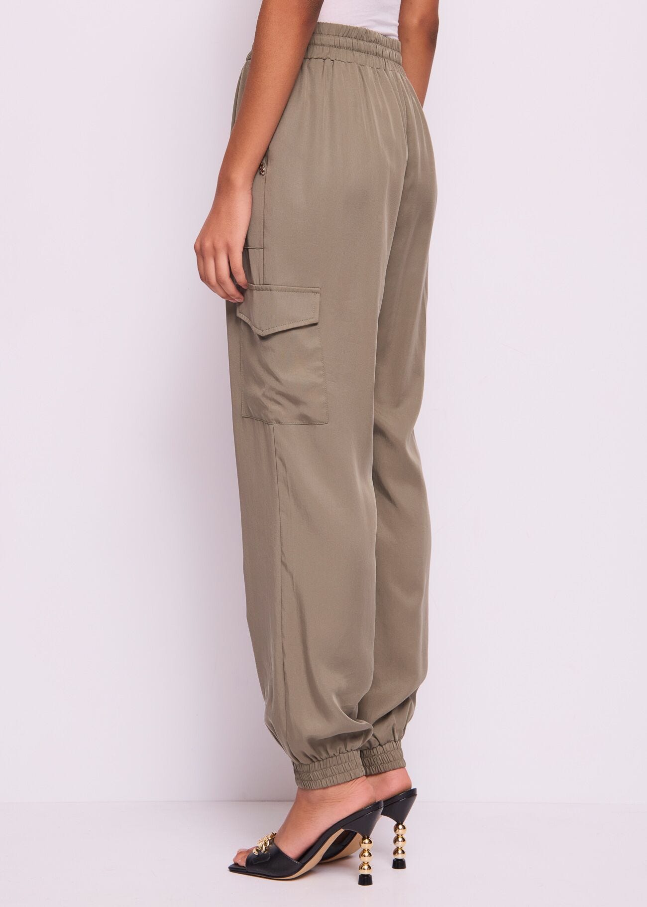 Pantaloni da donna jogging cargo con coulisse