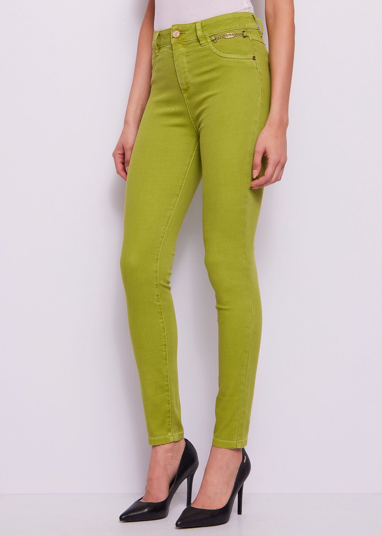 Jegging vert en coton mélangé