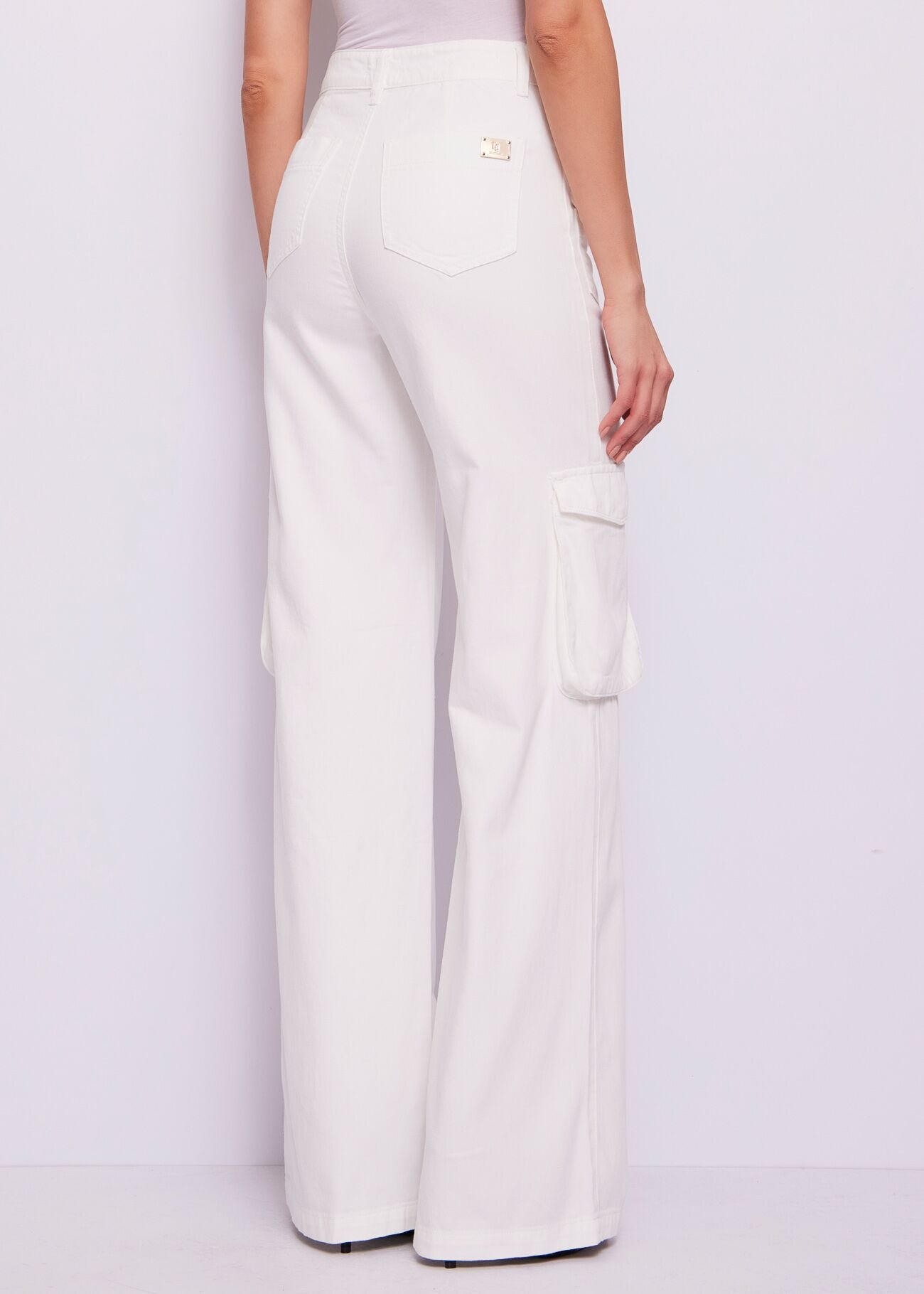 Jeans cargo bianco da donna elasticizzati