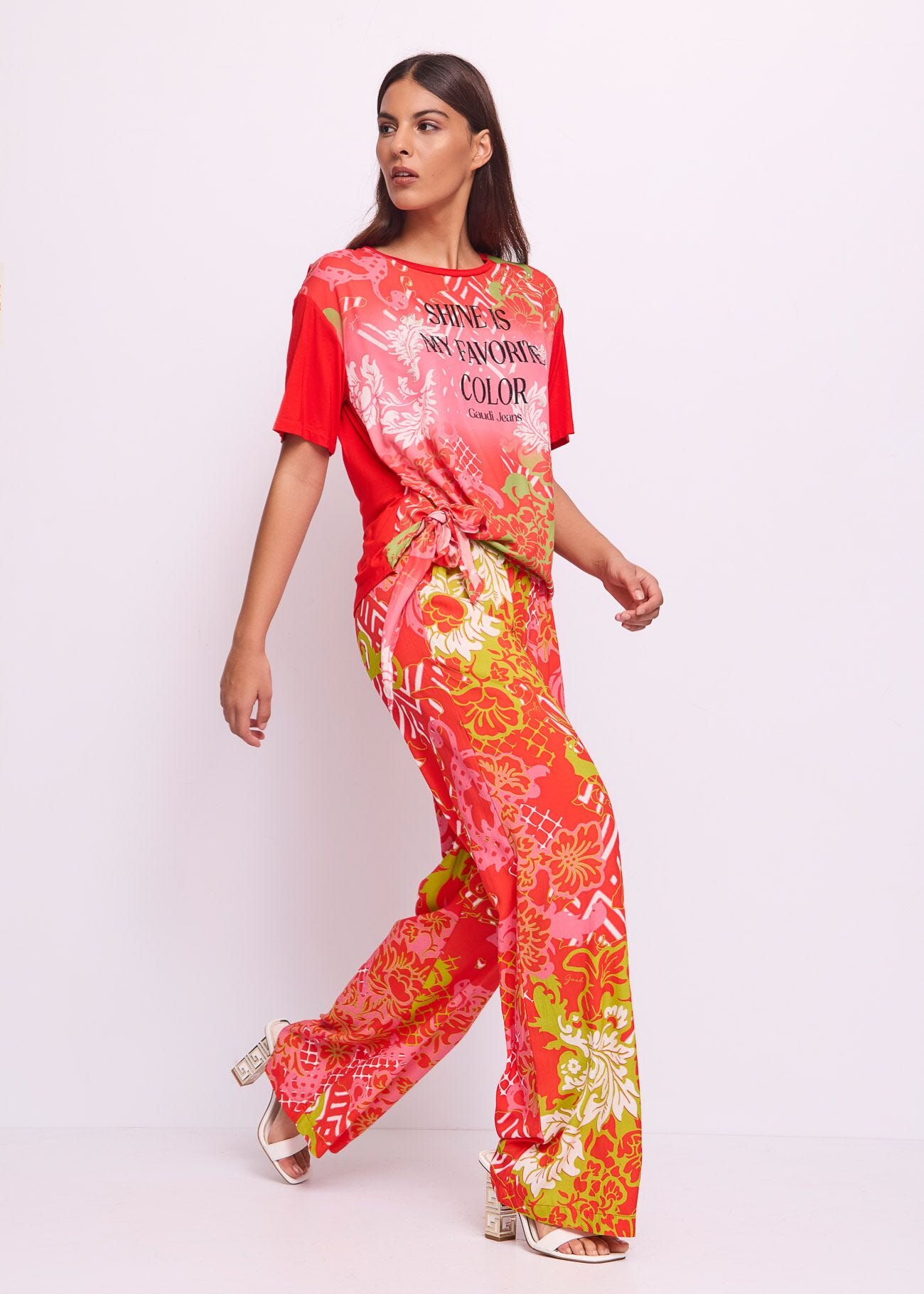 Pantalon en mousseline imprimée pour femme