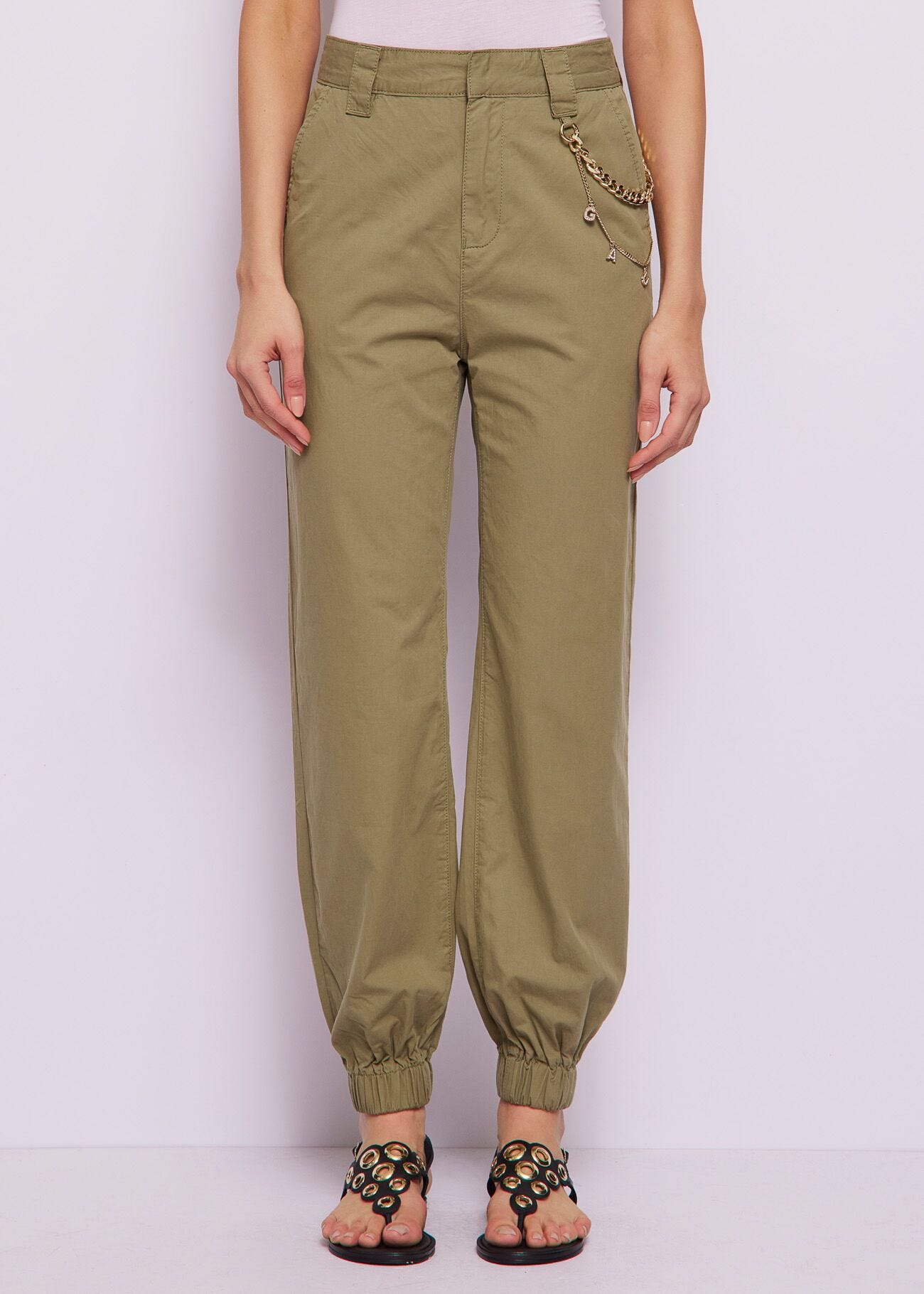 Pantalon en coton avec chaîne pour femme