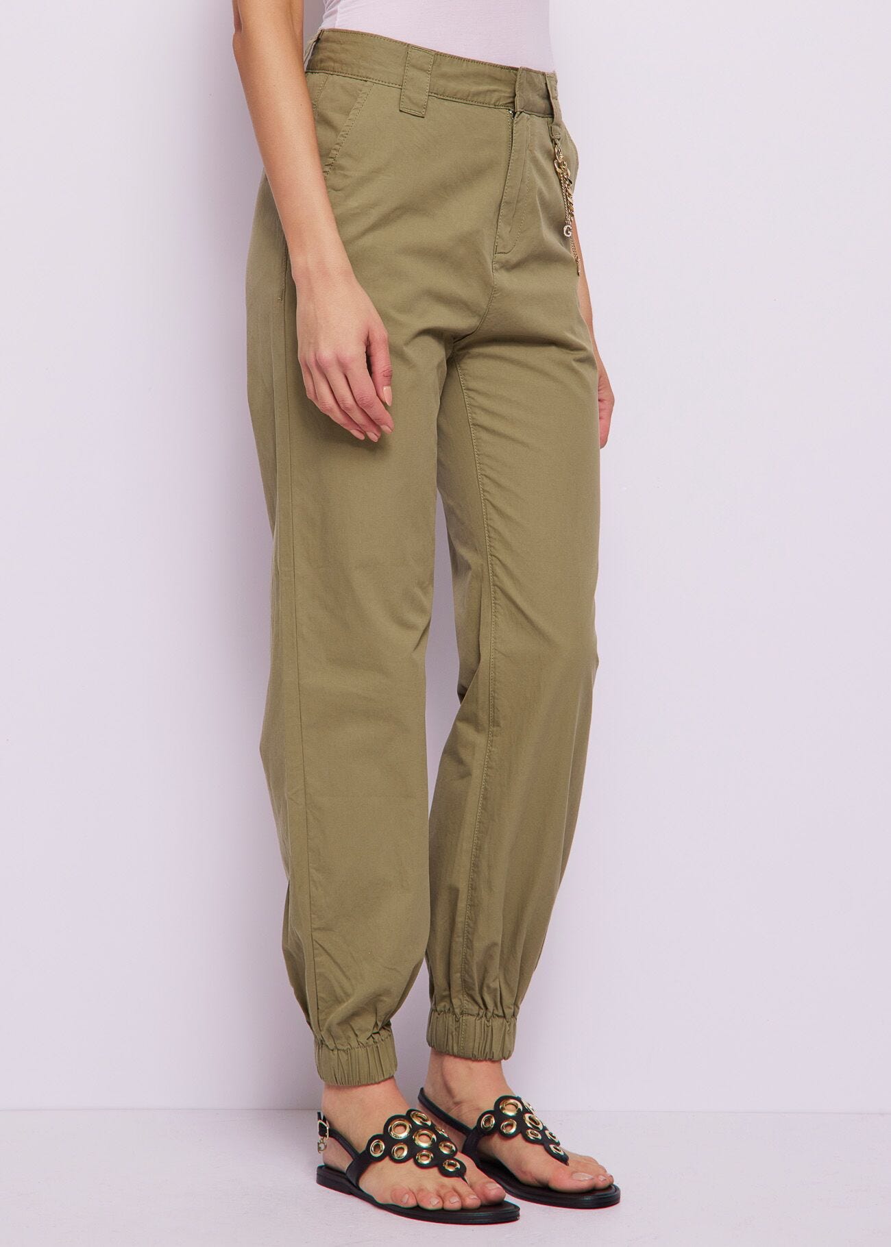 Pantalon en coton avec chaîne pour femme