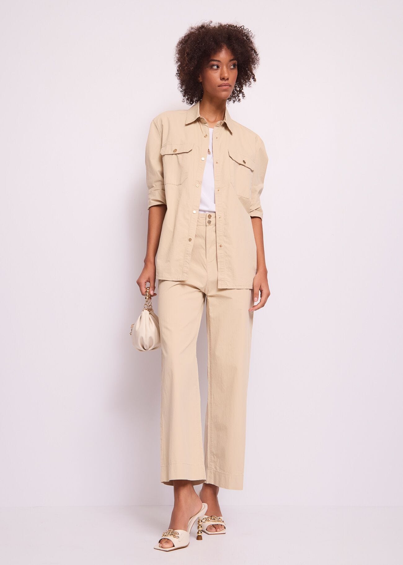 Pantalon cropped en coton pour femme