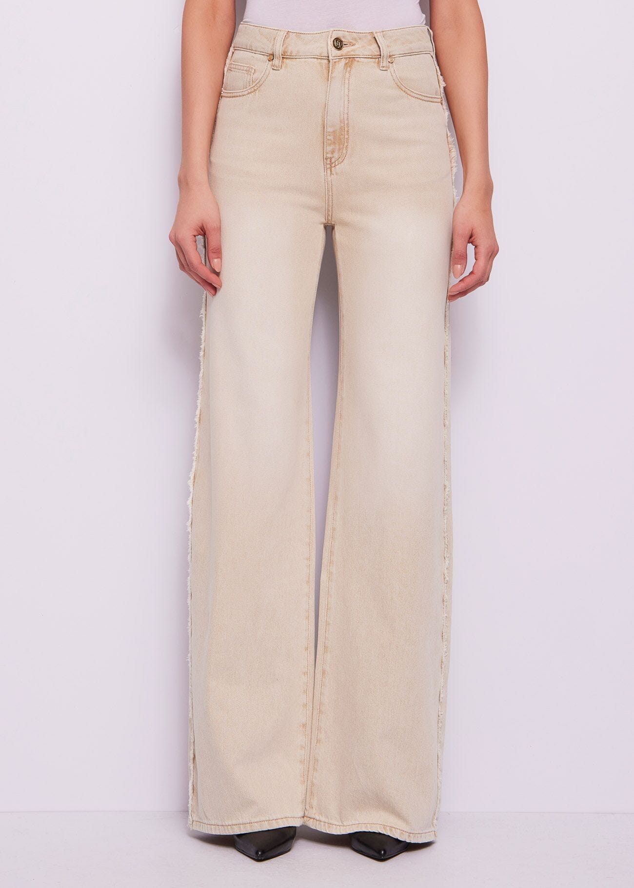 Jean en coton effet usé pour femme