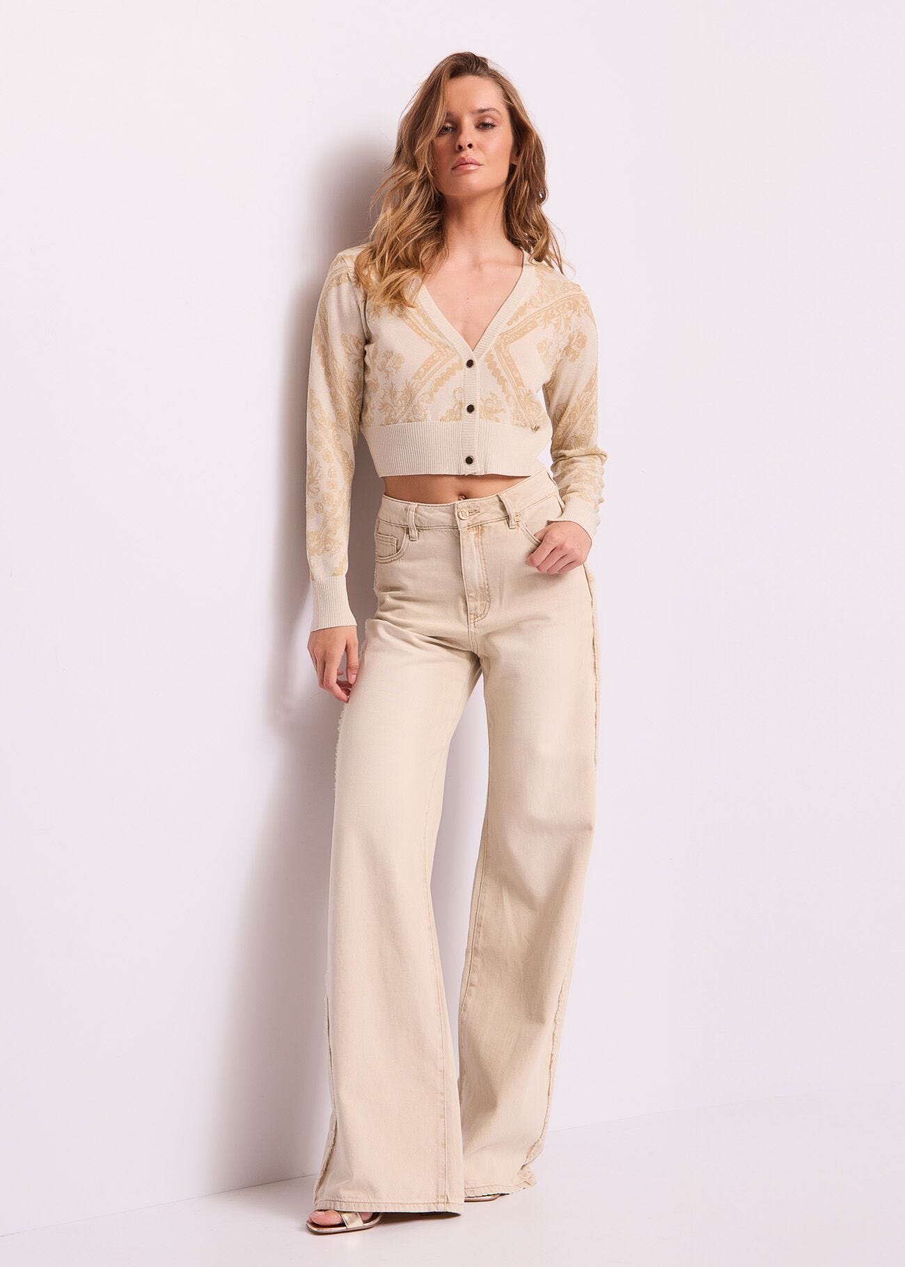 Jean en coton effet usé pour femme