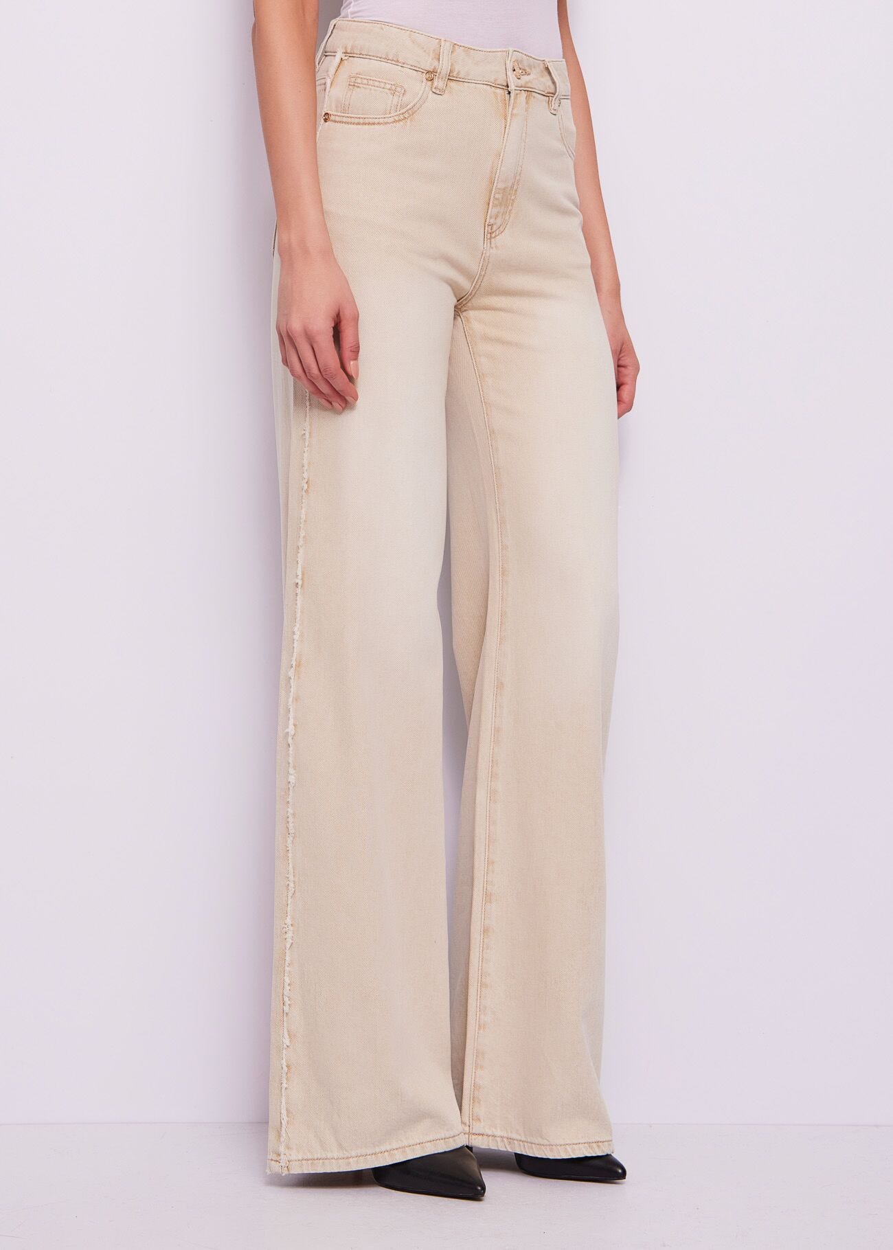 Jean en coton effet usé pour femme