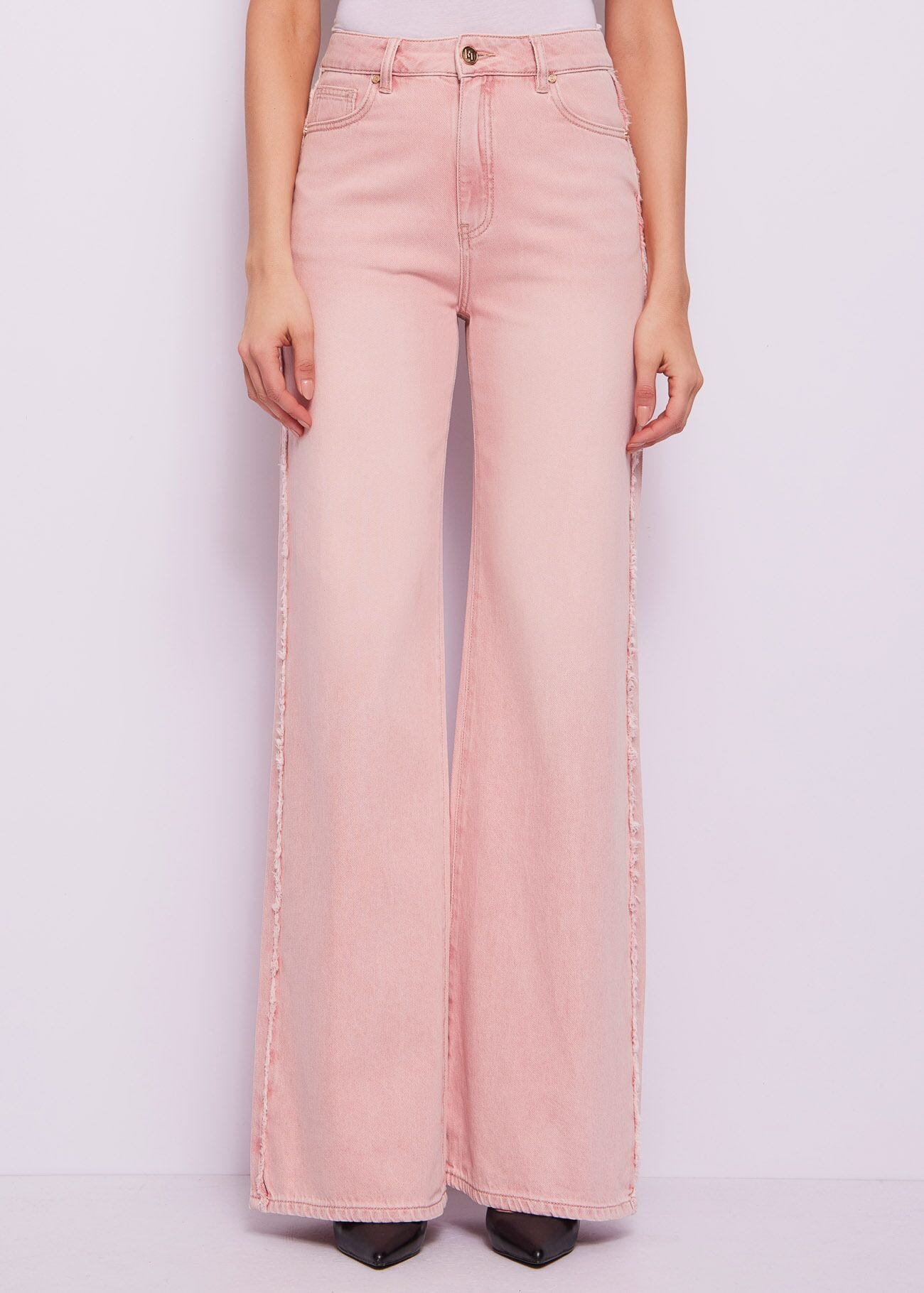 Jean violet en coton effet usé pour femme