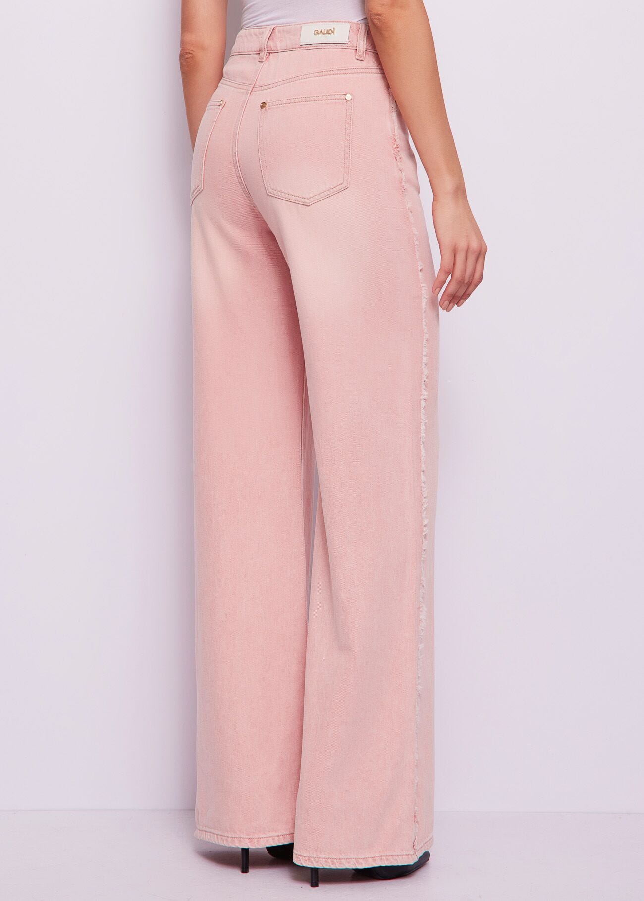 Jean violet en coton effet usé pour femme
