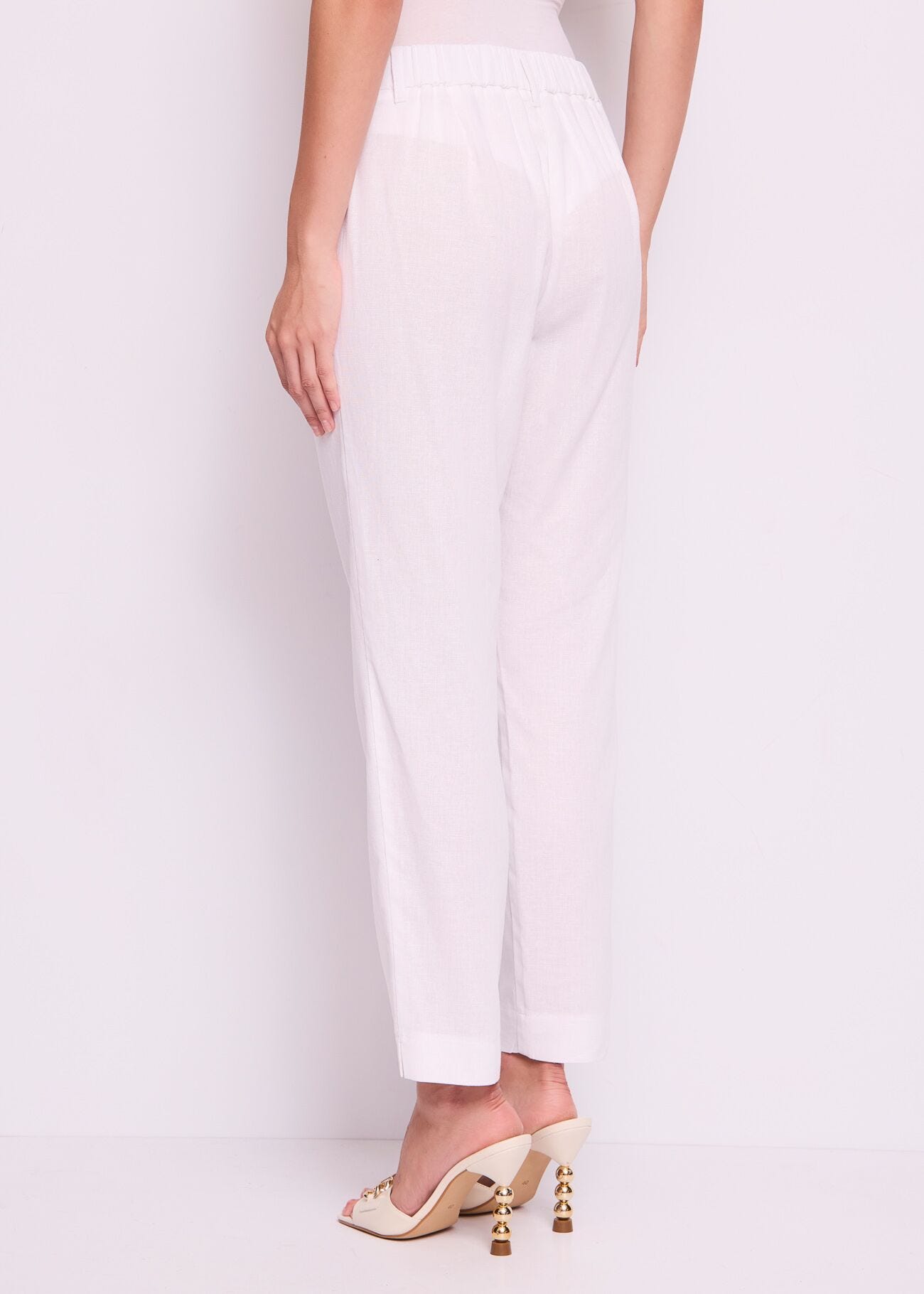 Pantalon blanc en lin pour femme