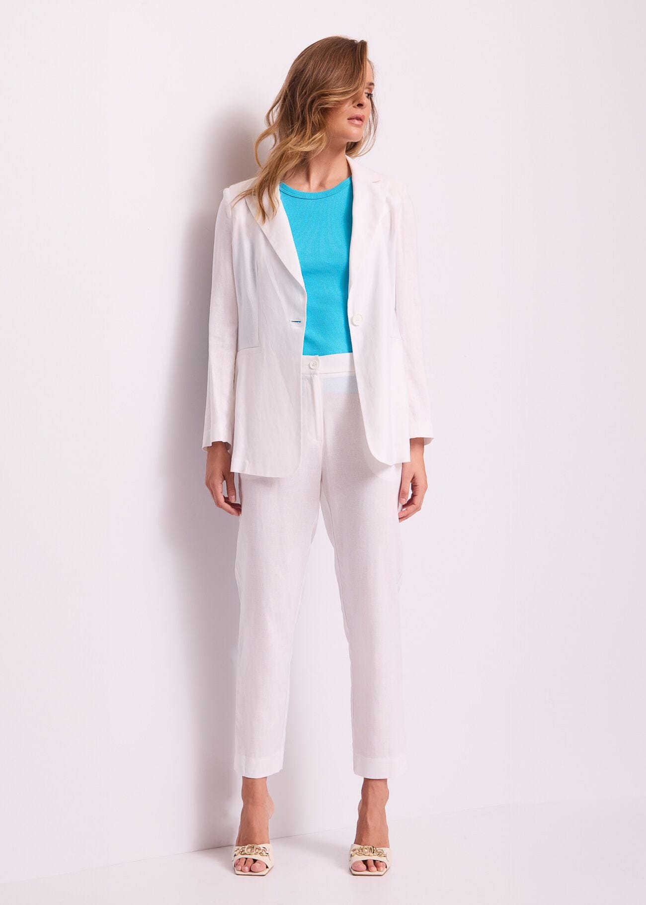 Pantalon blanc en lin pour femme
