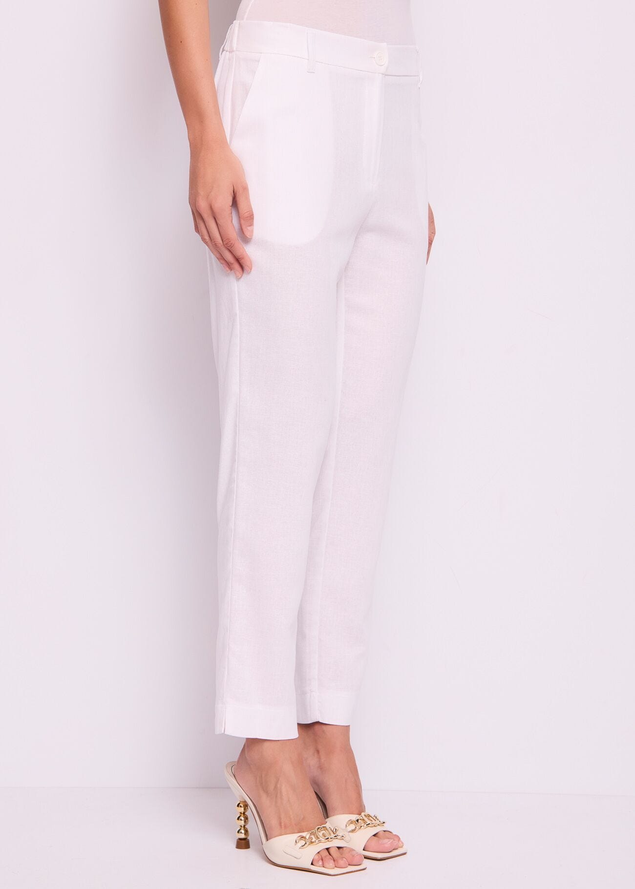 Pantalon blanc en lin pour femme