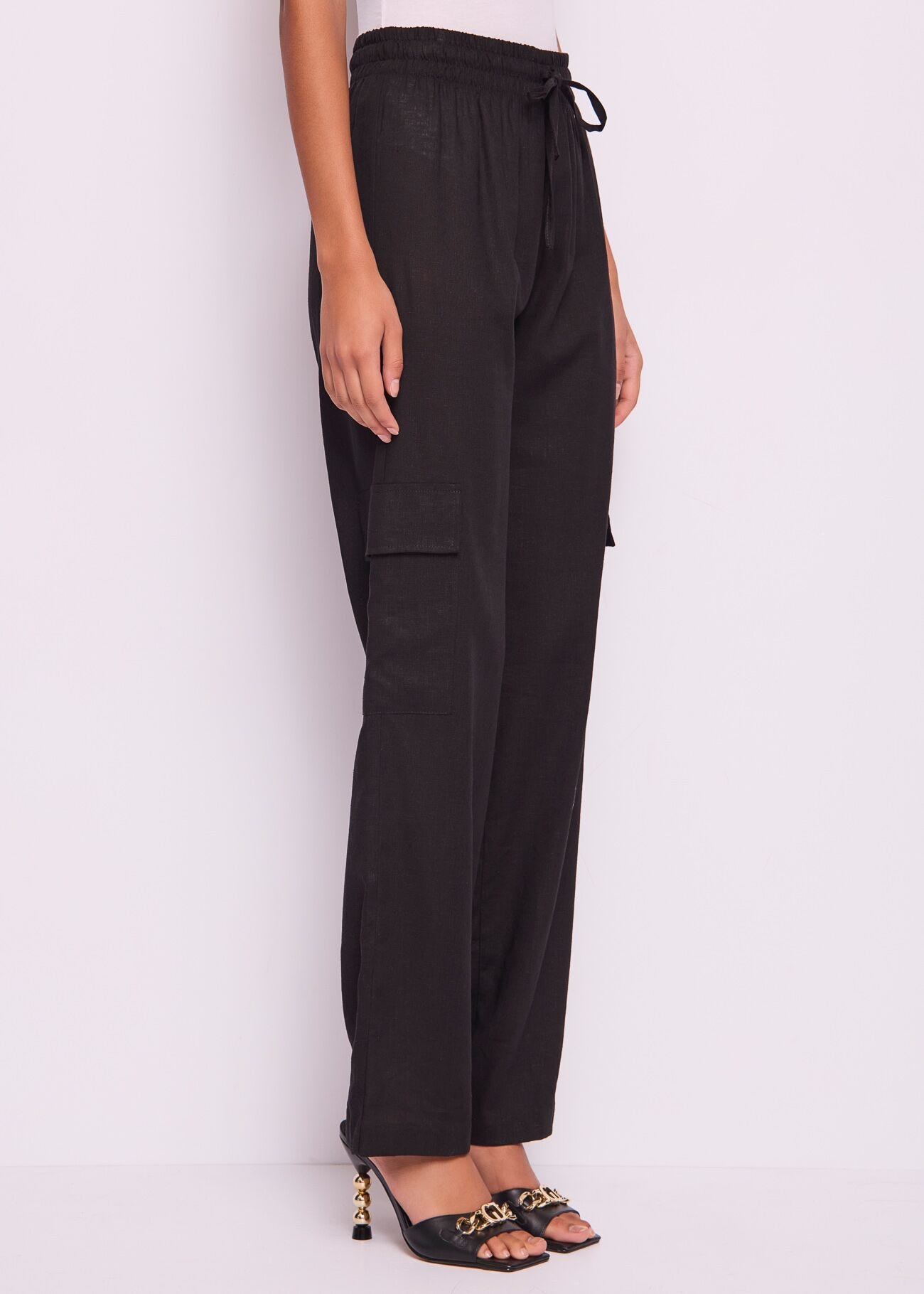 Pantalon cargo en lin pour femme