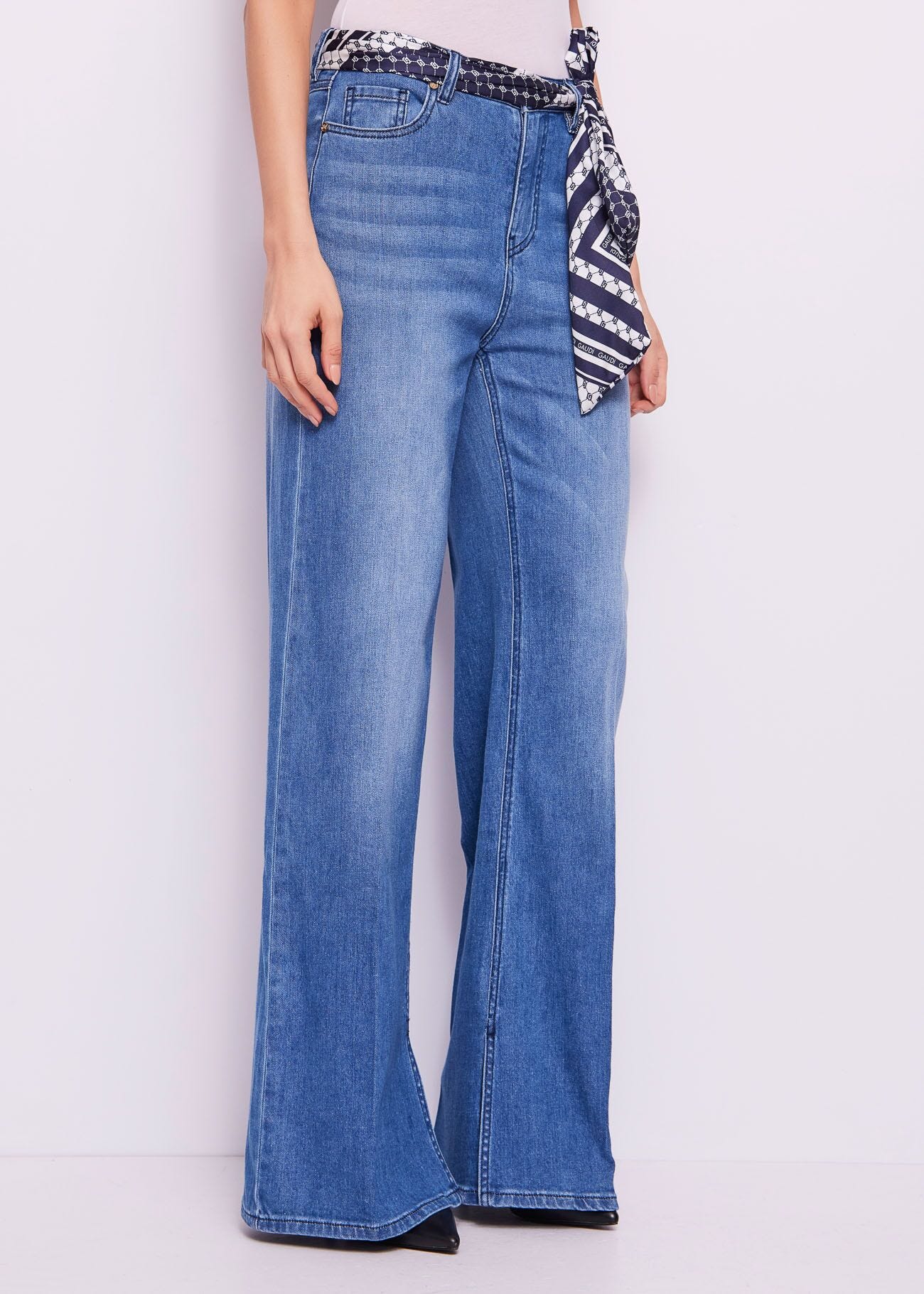 Jeans da donna wide leg in cotone