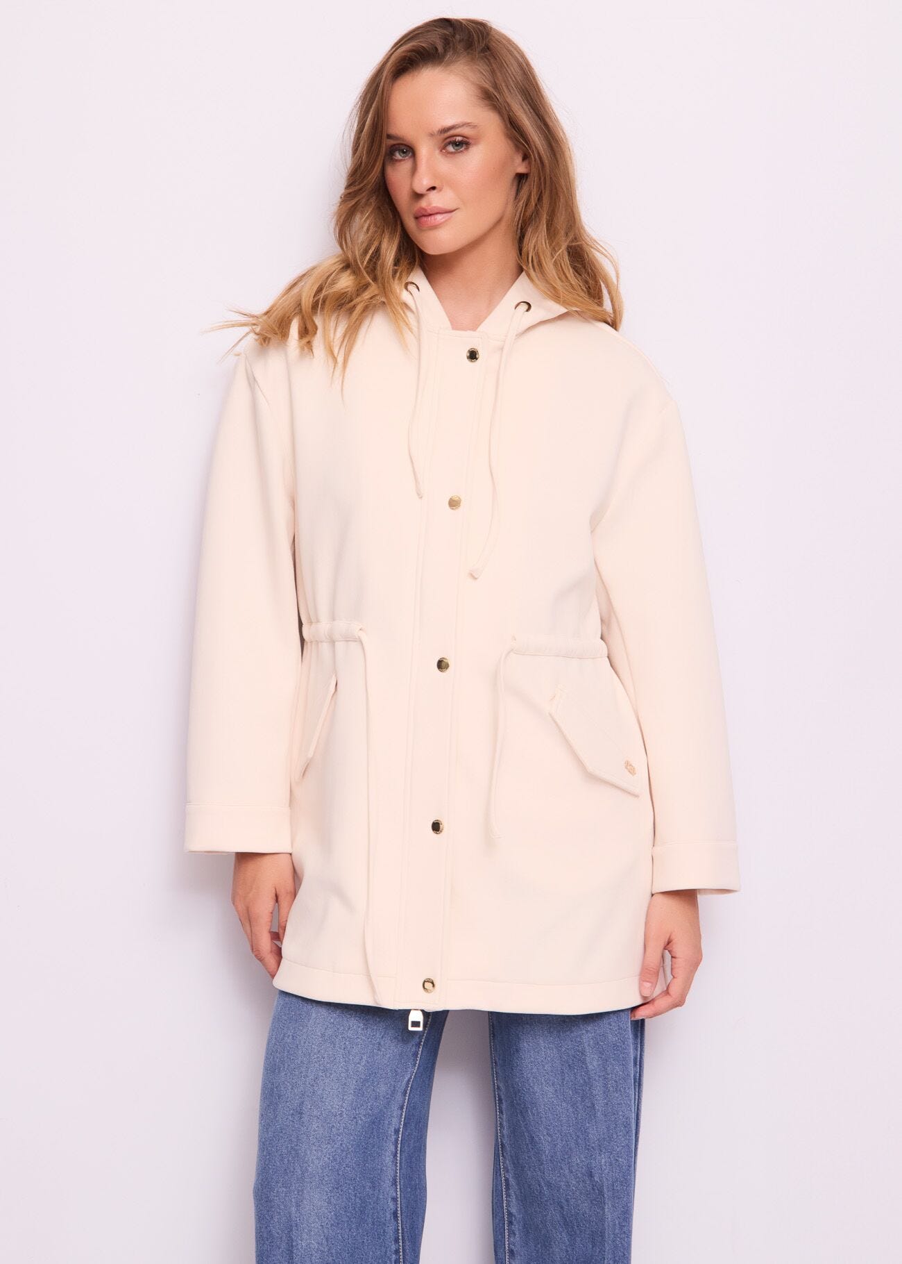 Parka donna bianco con cappuccio