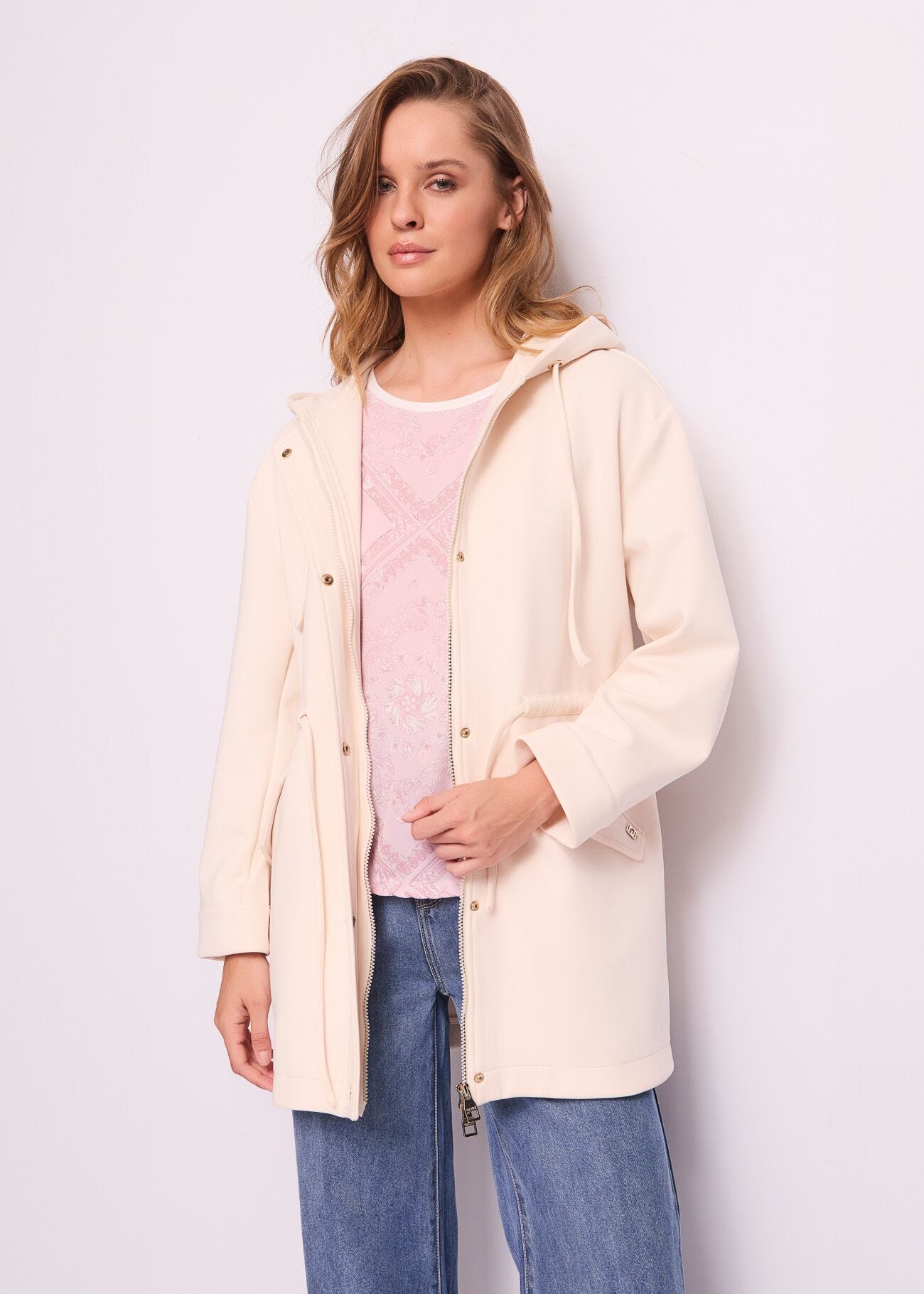 Parka donna bianco con cappuccio