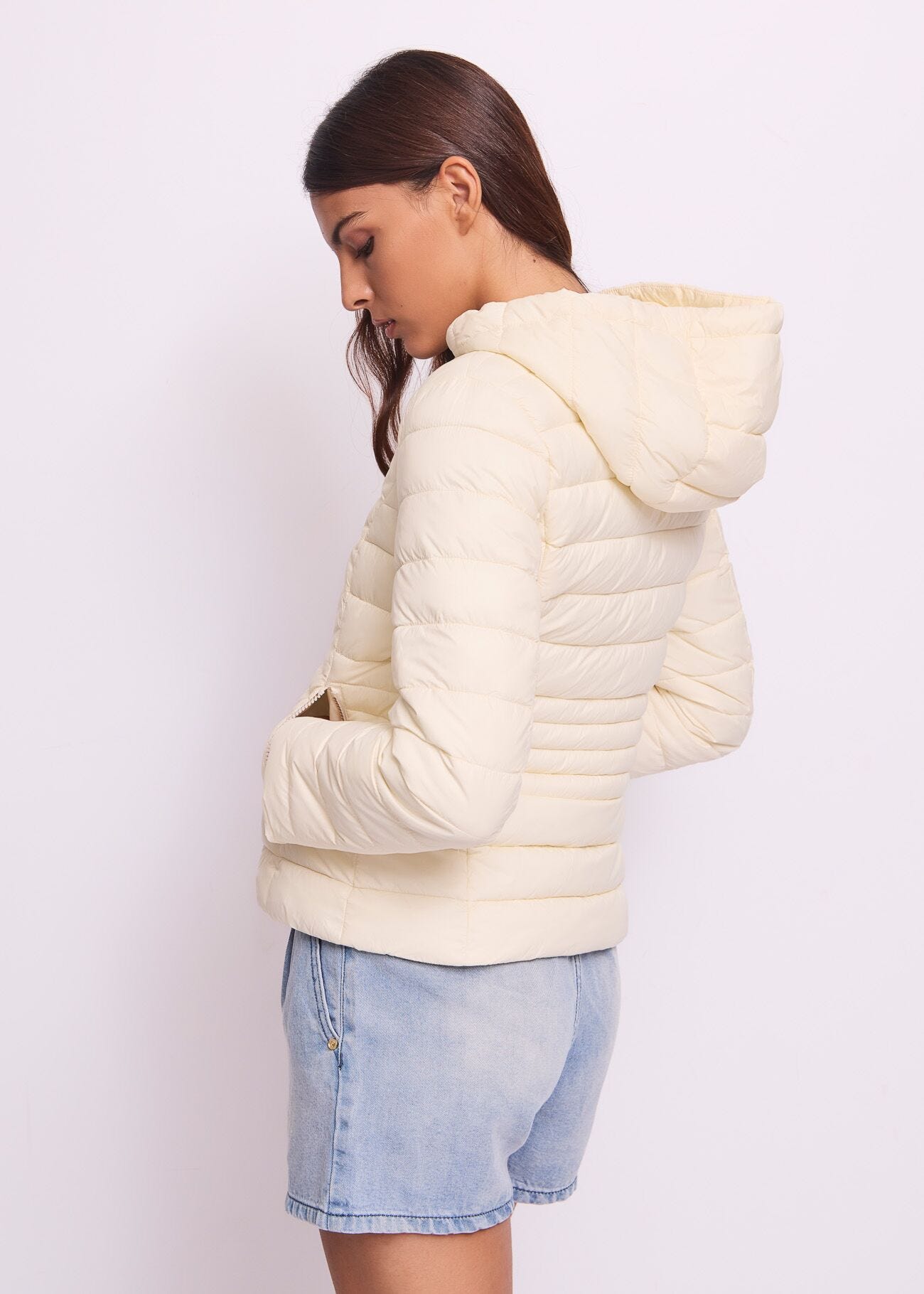 Women's white nylon down jacket