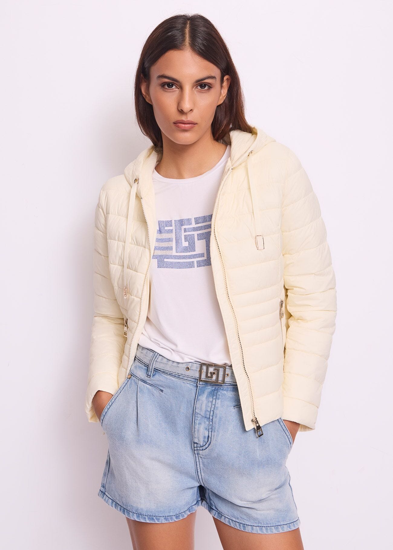 Women's white nylon down jacket