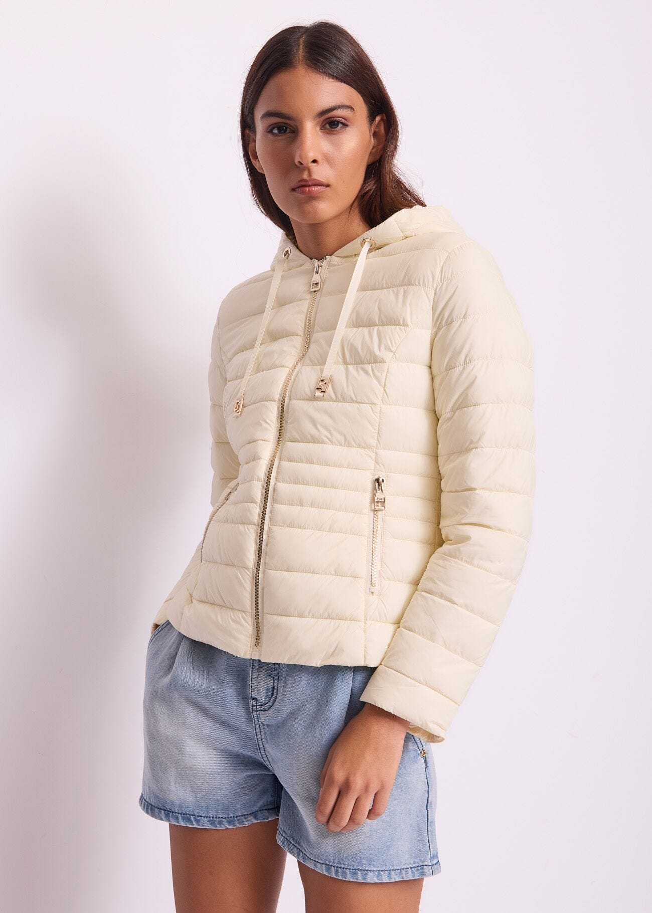 Women's white nylon down jacket