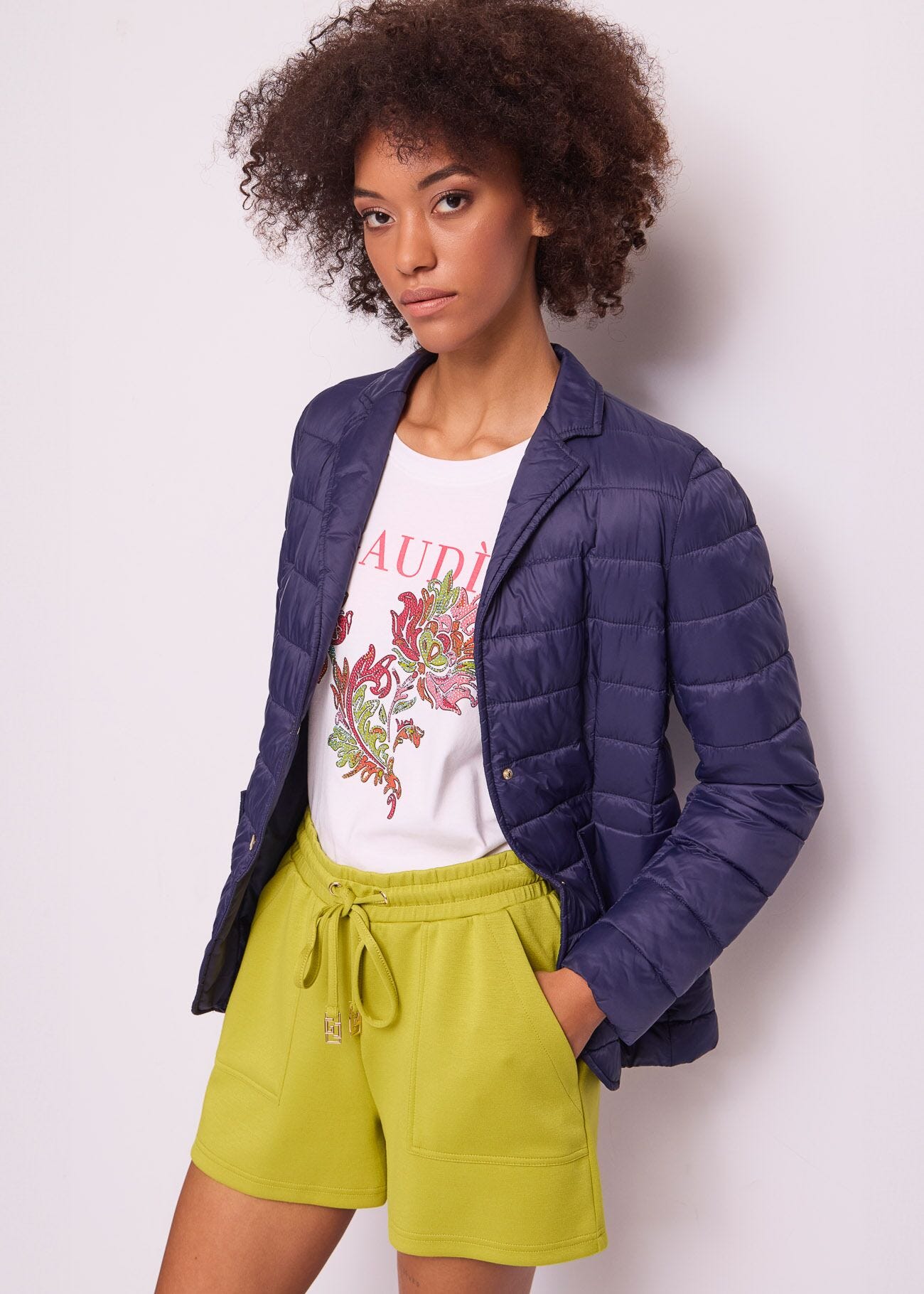 Blazer bleu en nylon rembourré pour femme