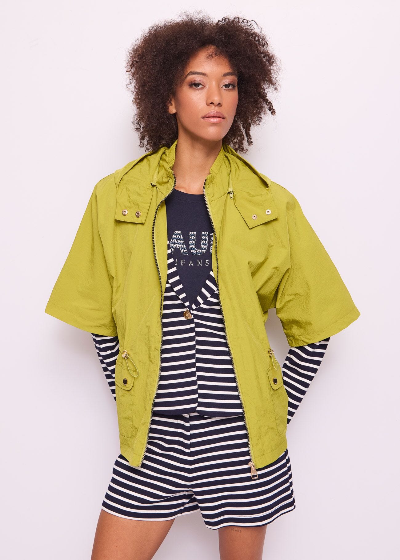 Giacca donna verde con zip