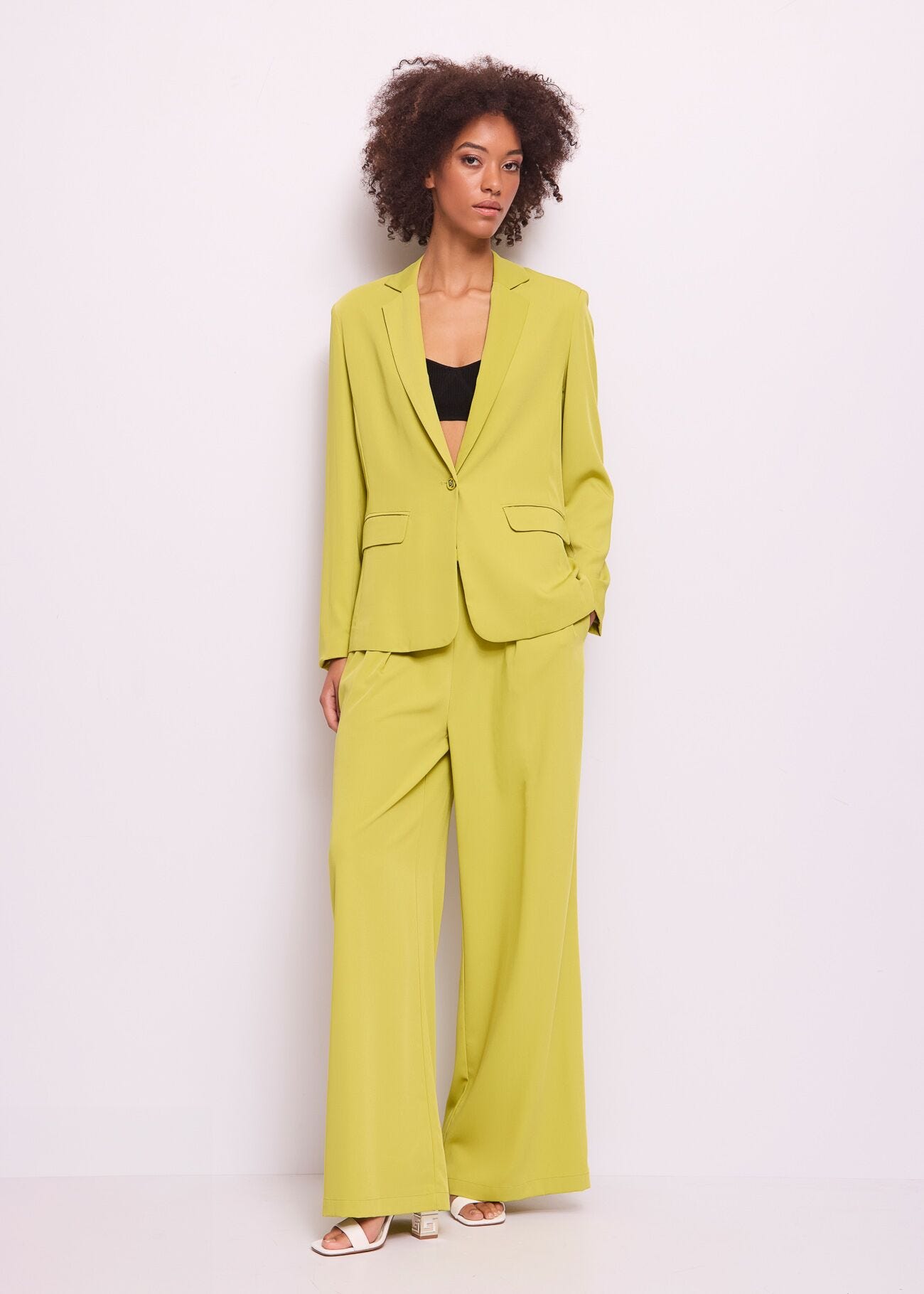 Blazer donna verde monopetto
