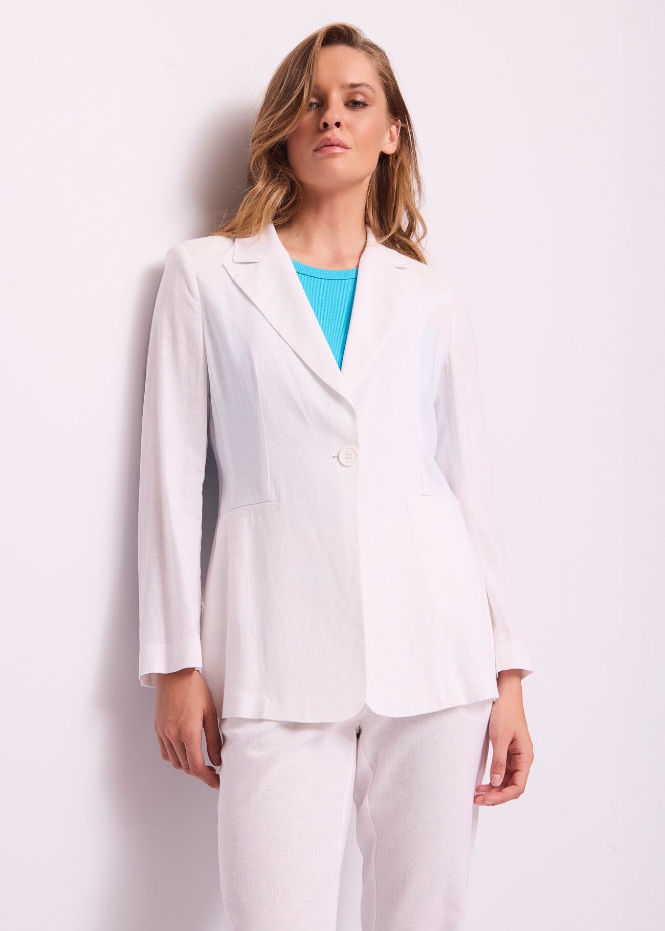 Women's white linen blazer
