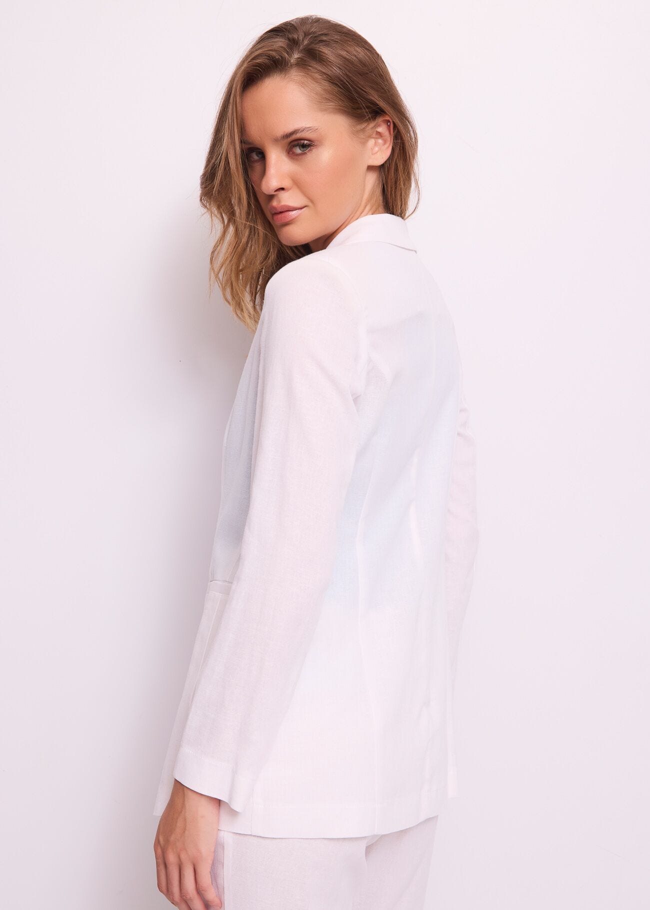 Women's white linen blazer