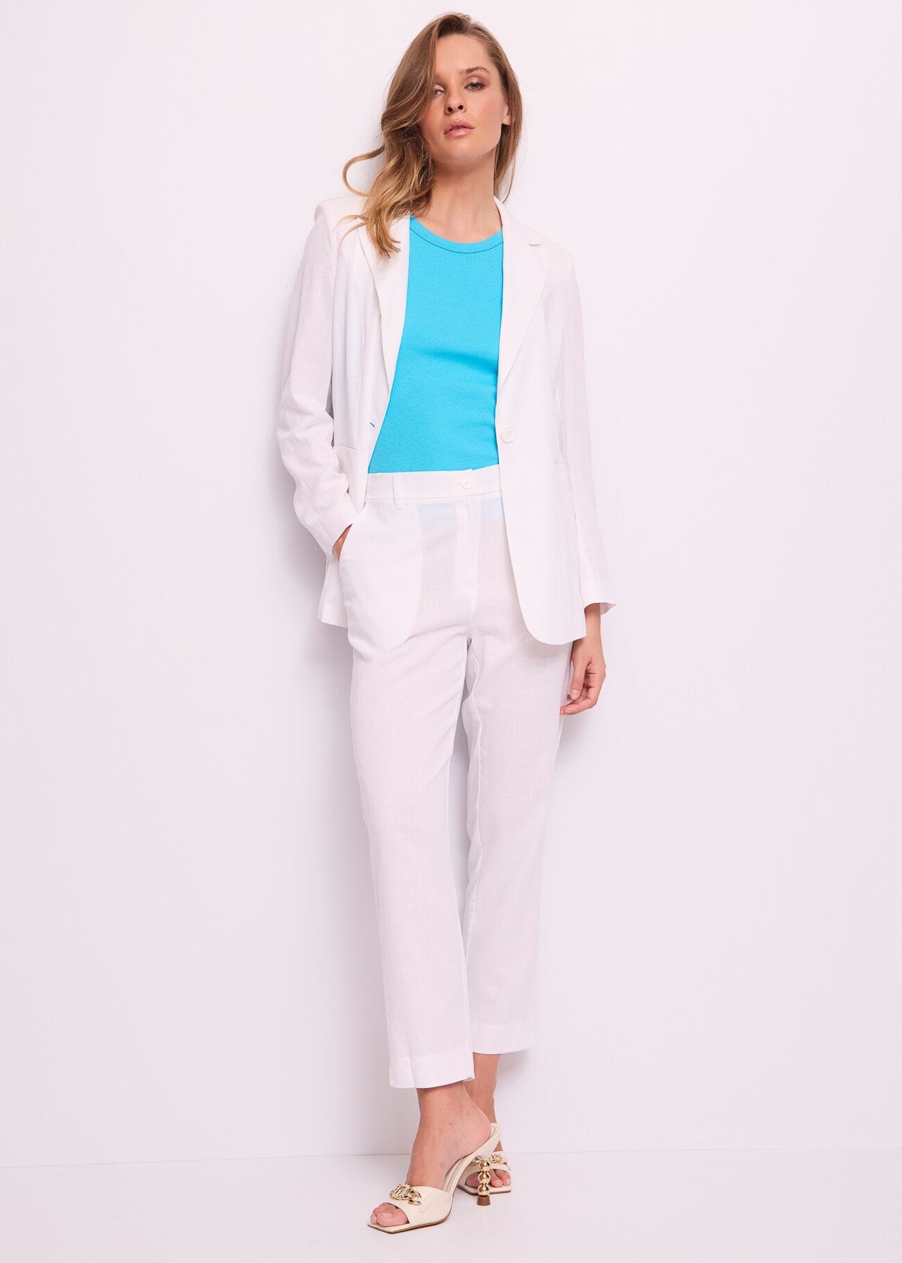 Women's white linen blazer