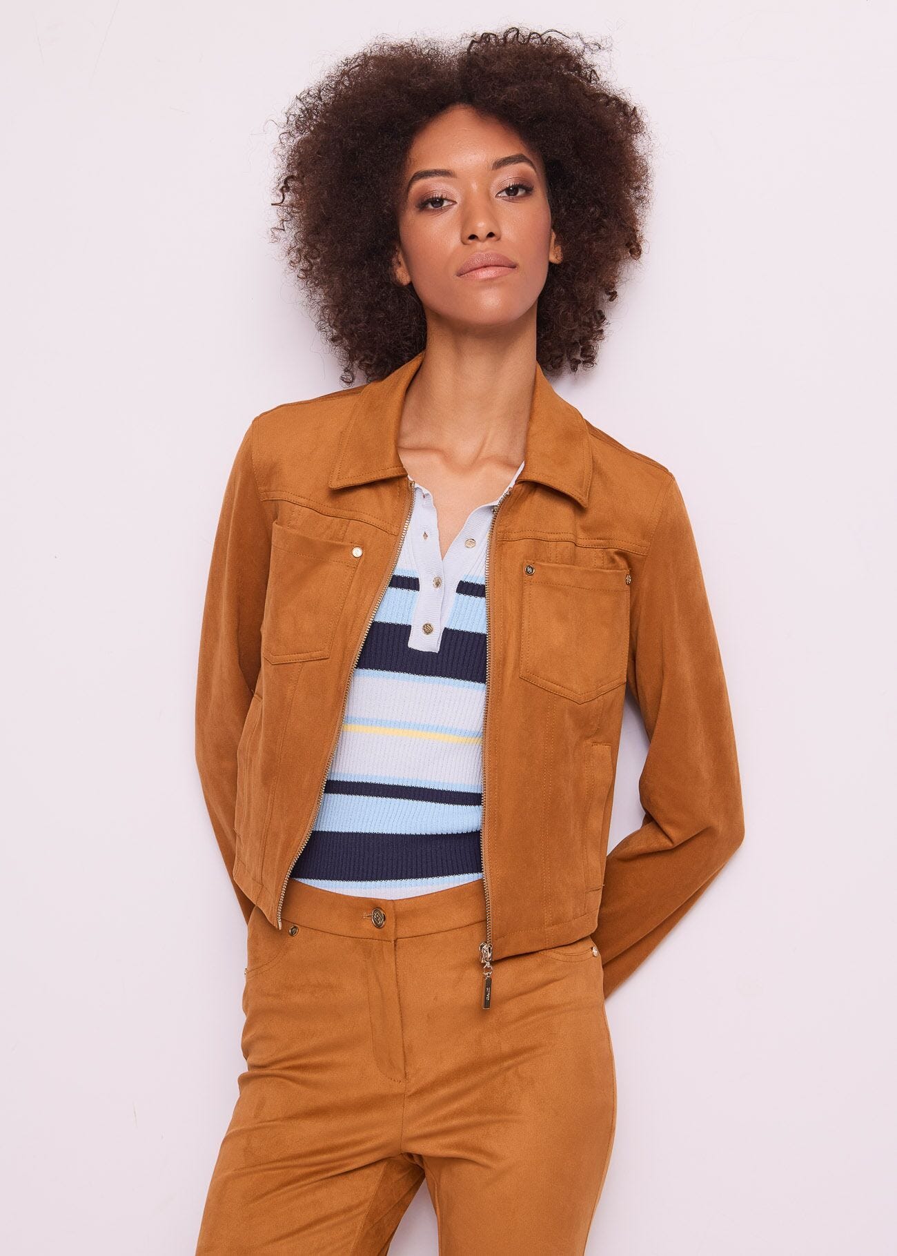 Giacca donna marrone con zip