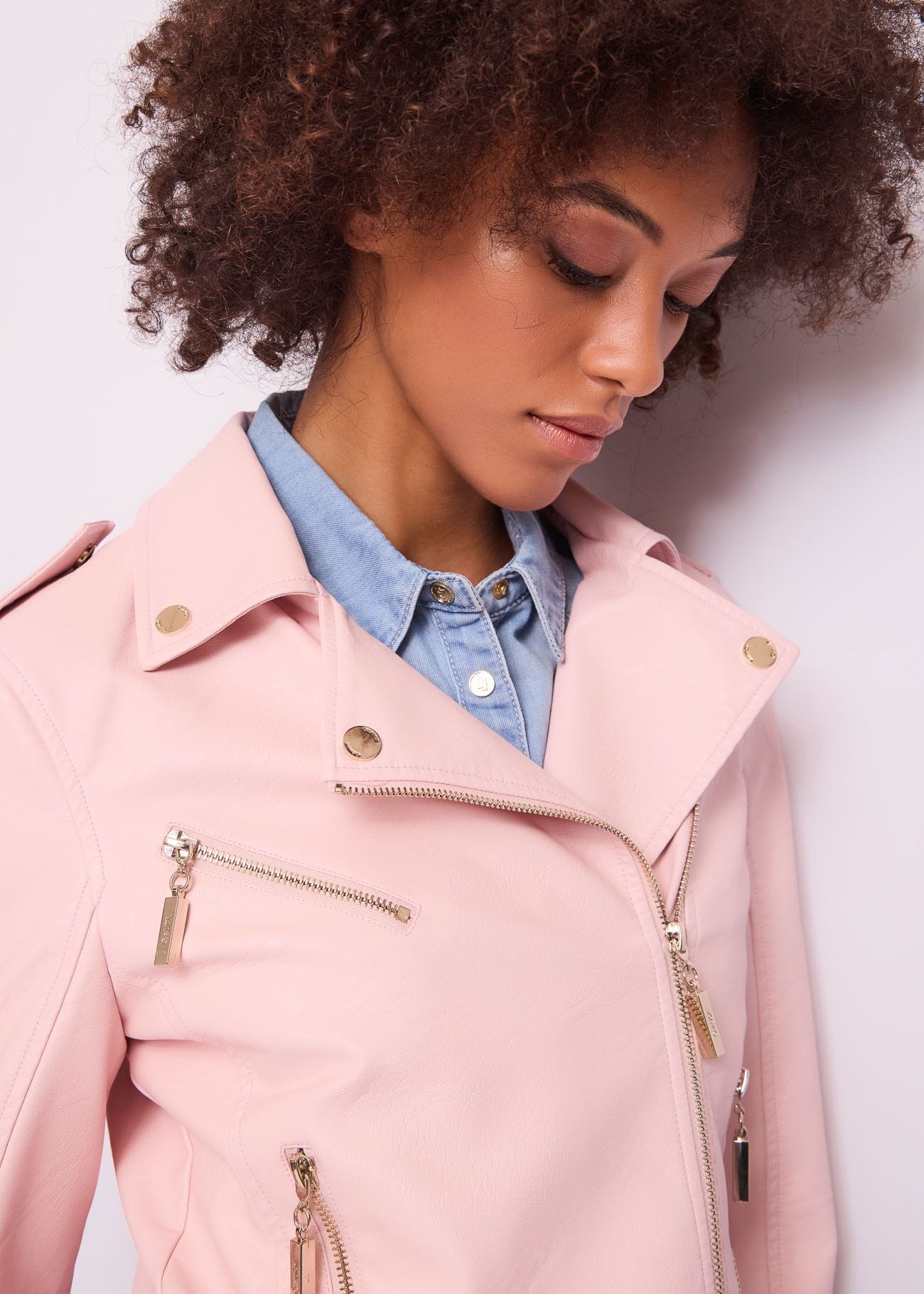 Veste de motard en matière synthétique pour femme