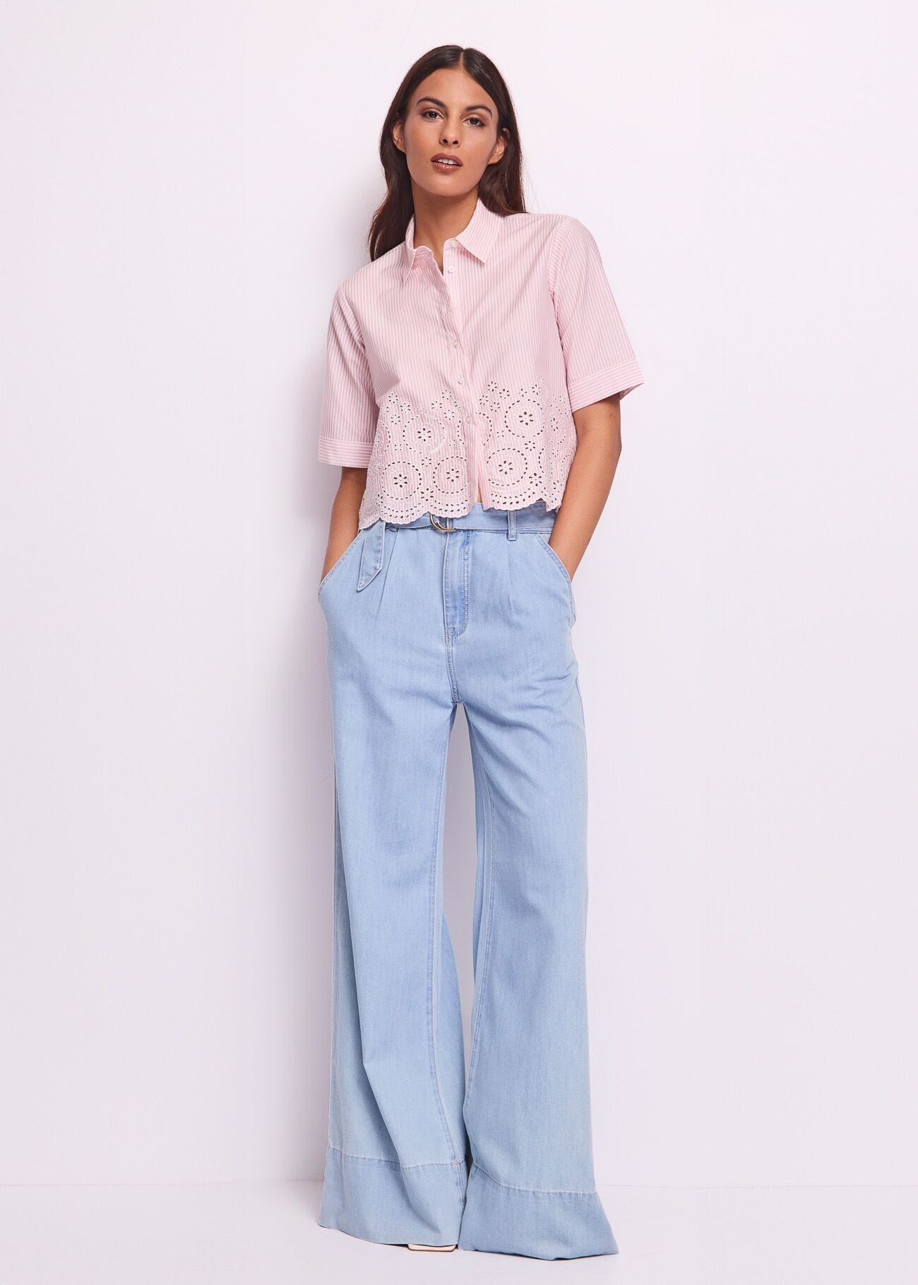 Chemise rayée en coton pour femme
