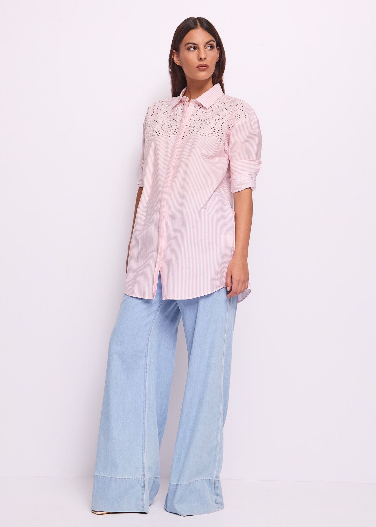 Chemise rayée en coton pour femme