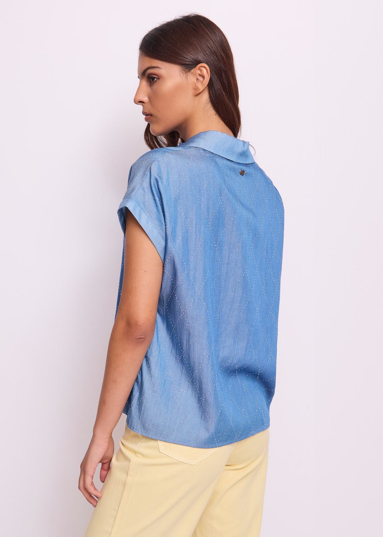 Chemise en chambray avec strass pour femme
