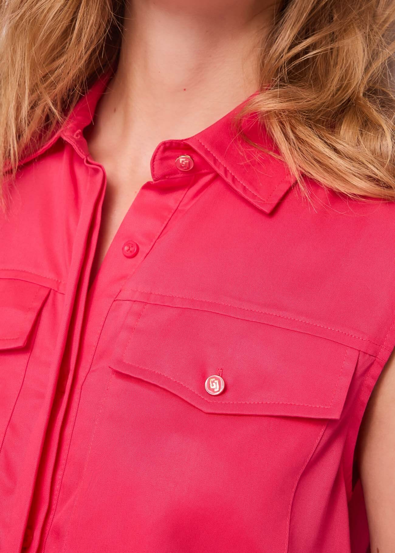 Top rojo con bolsillos para mujer