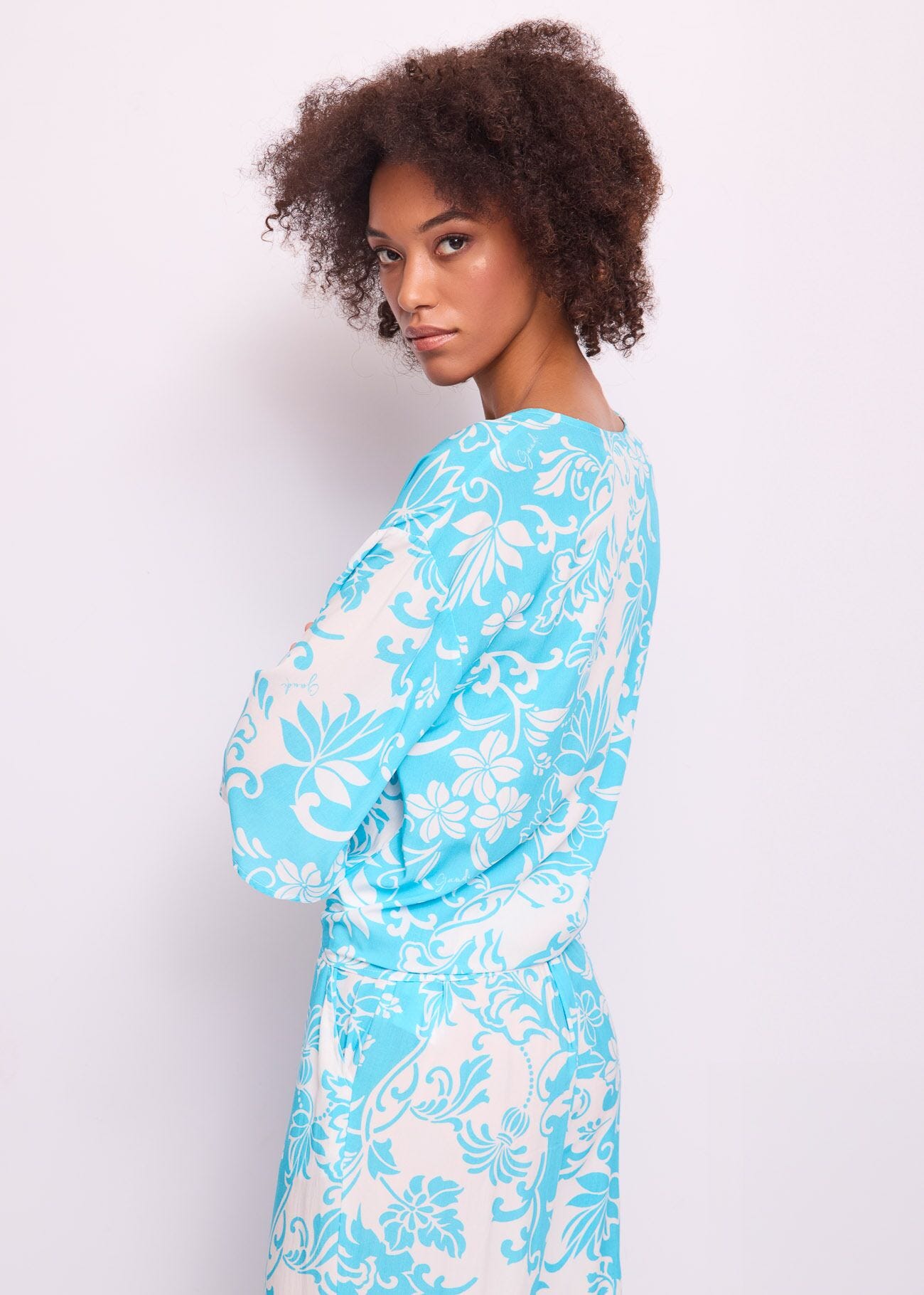 Blouse en mousseline imprimée pour femme
