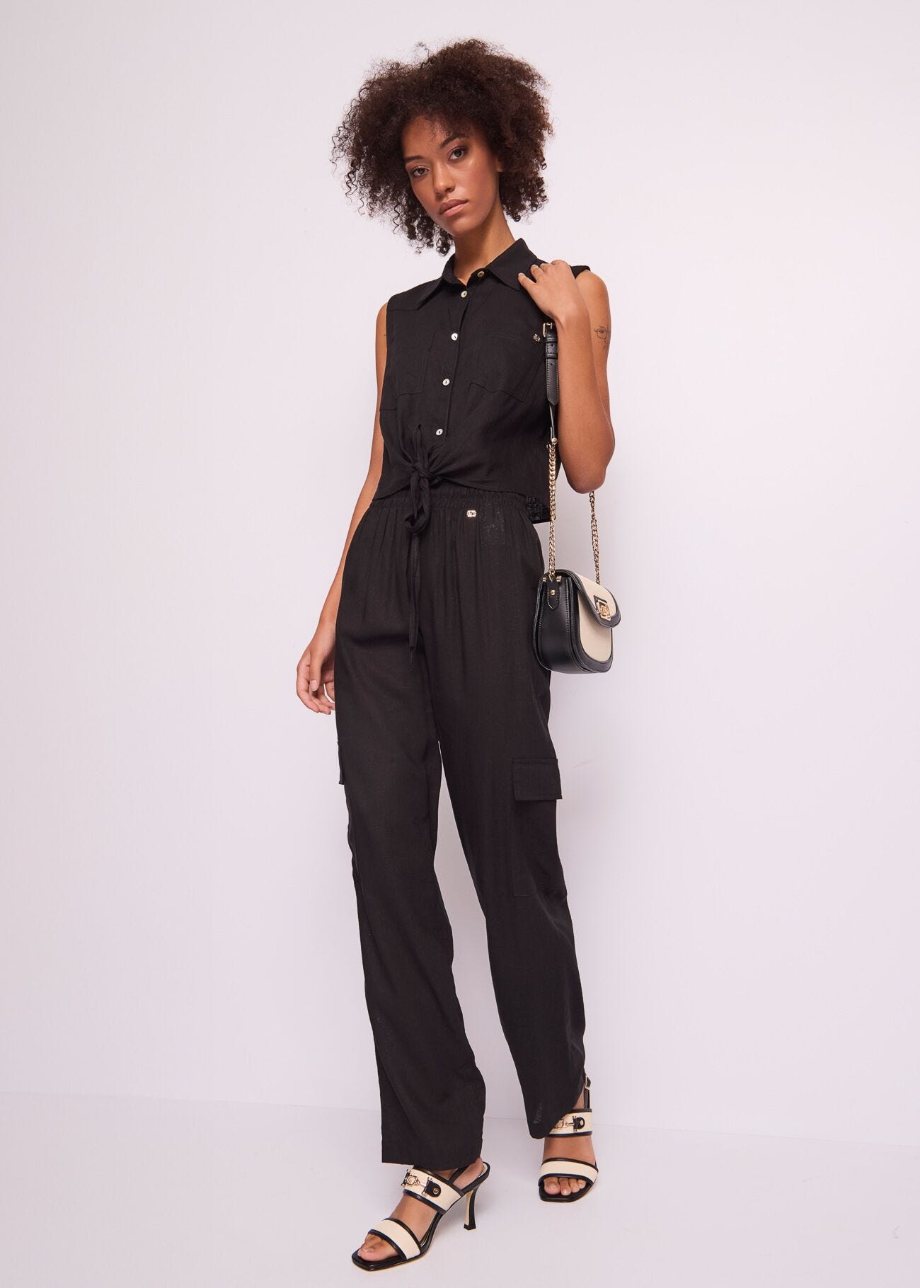 Women's black linen top