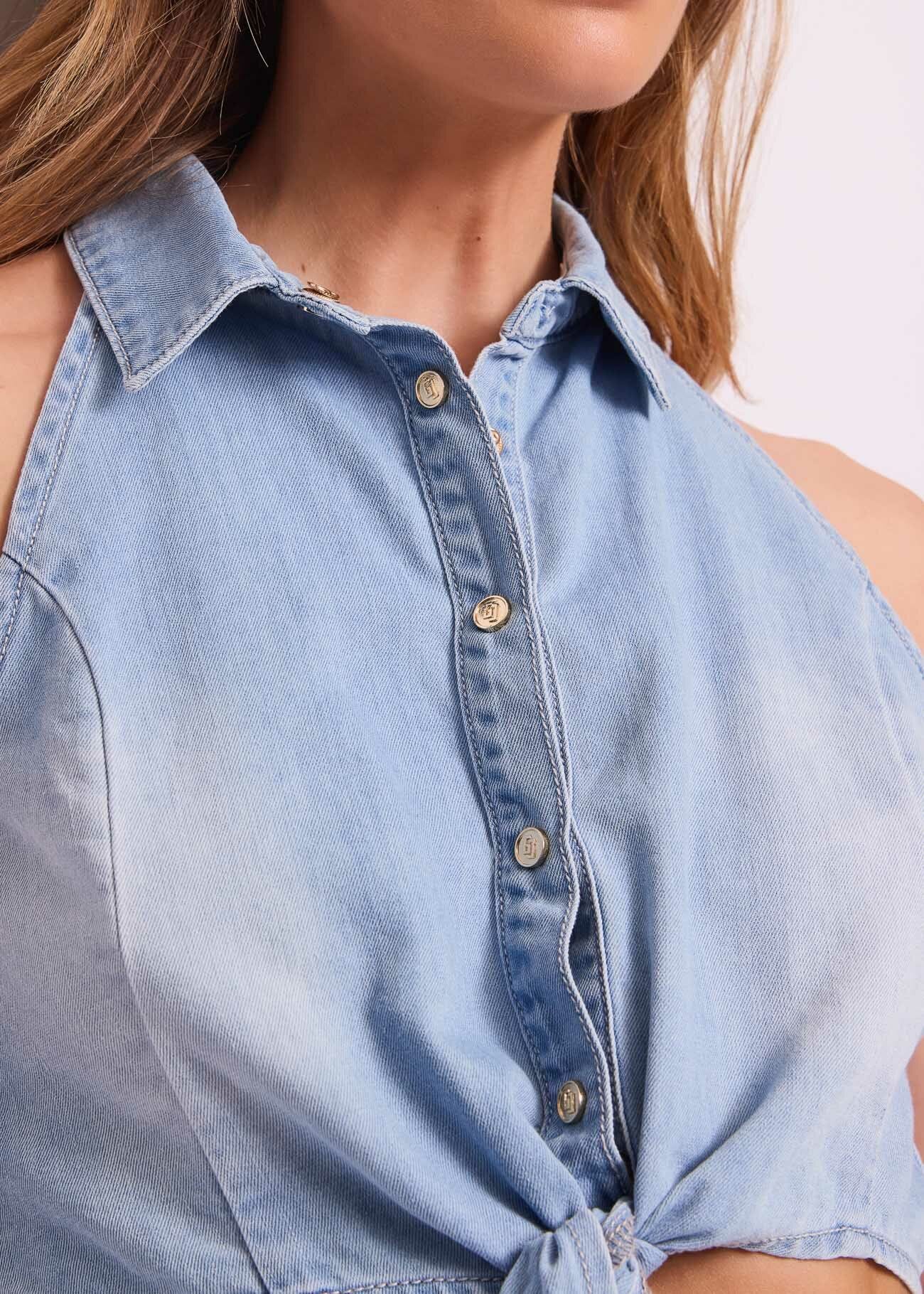 Top en chambray de coton pour femme