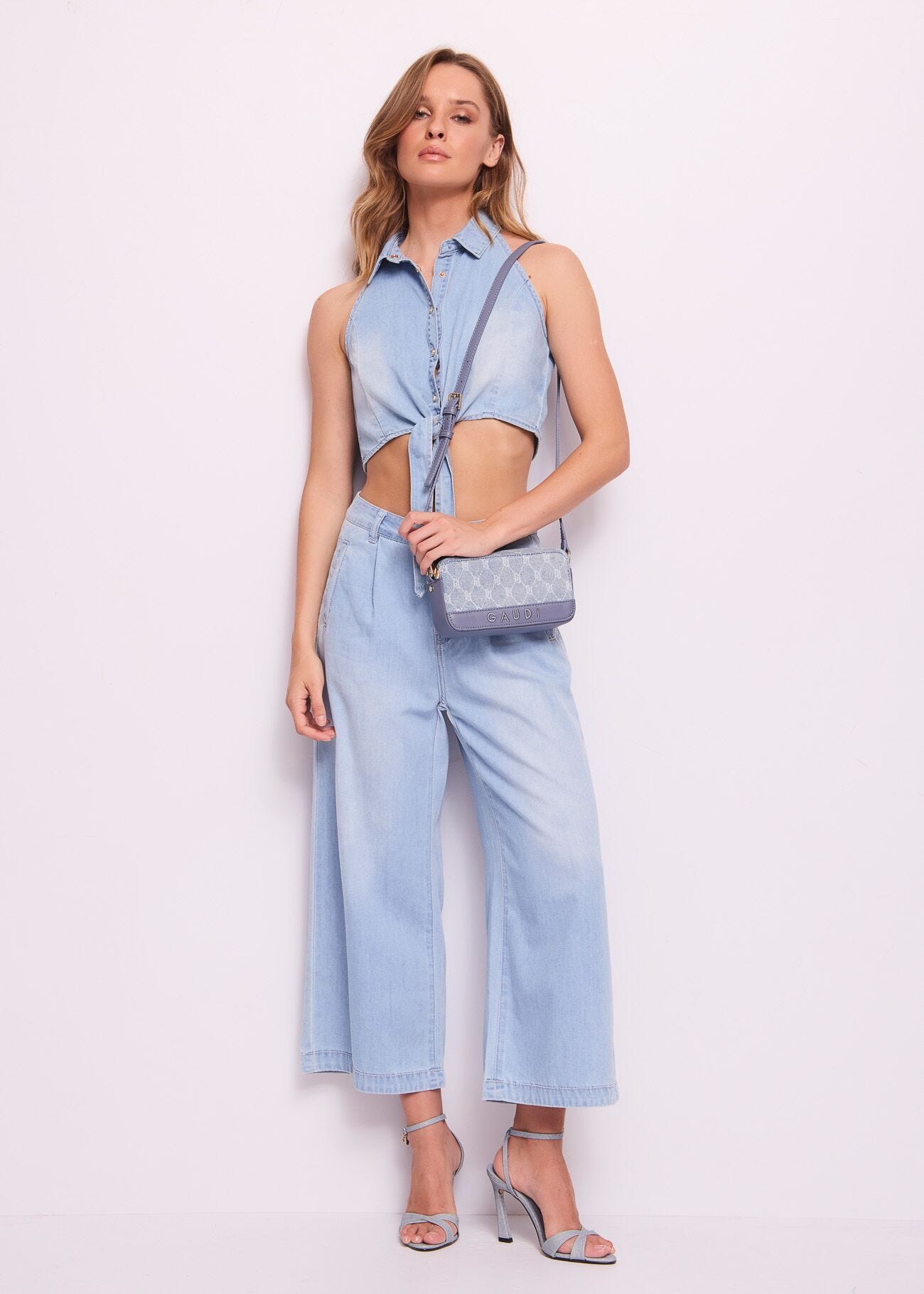 Top en chambray de coton pour femme
