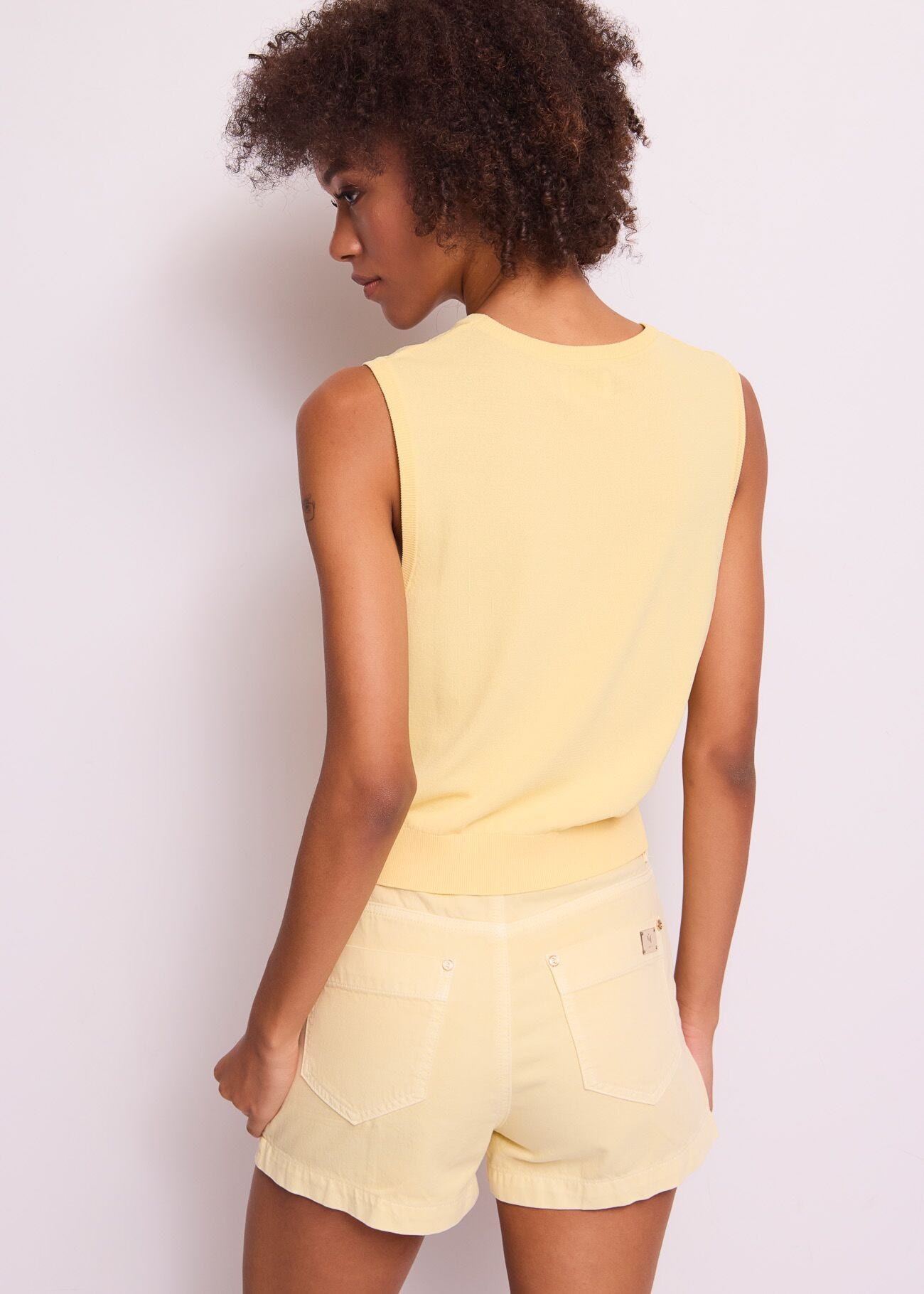 Gilet donna giallo con strass