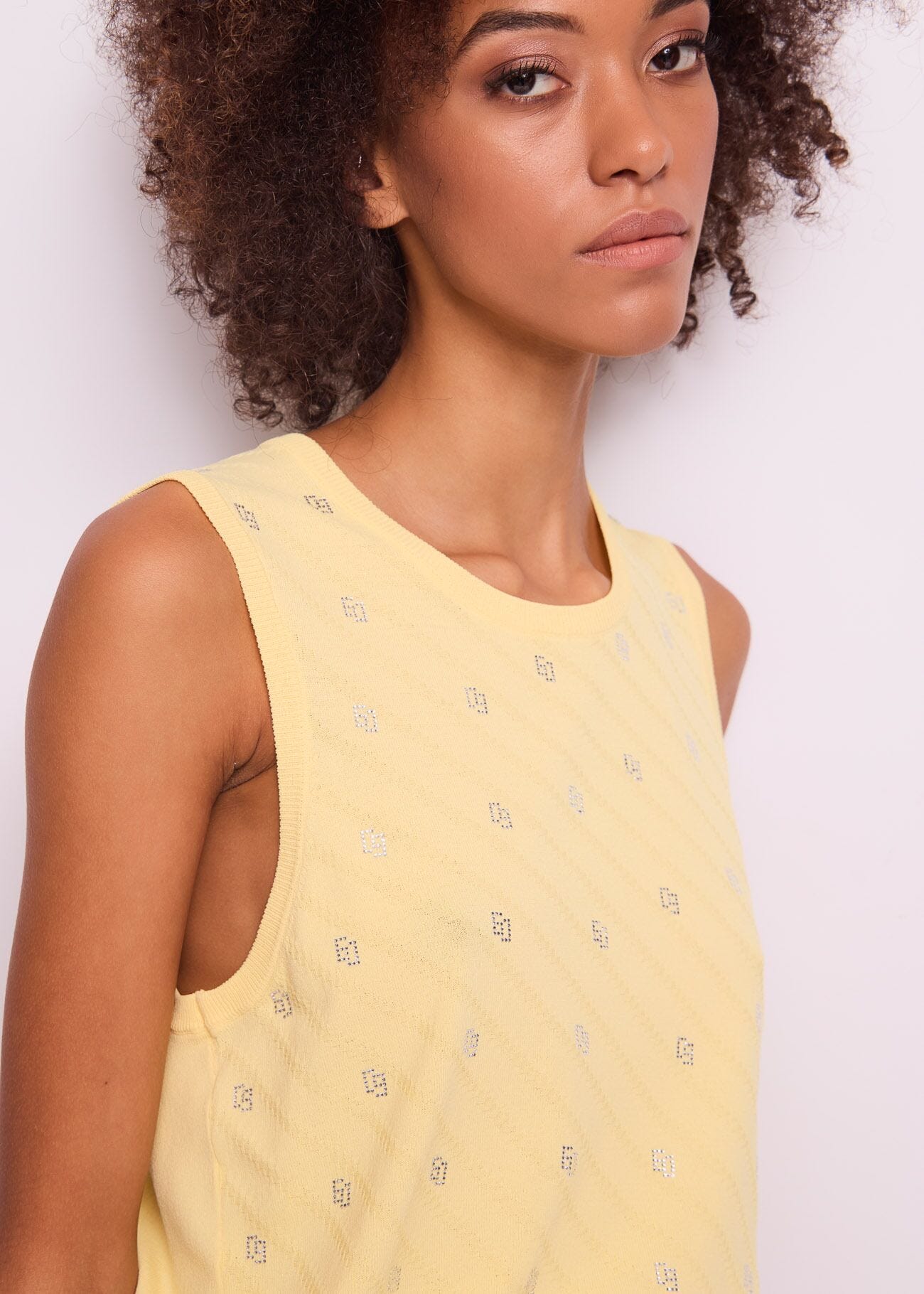 Gilet donna giallo con strass