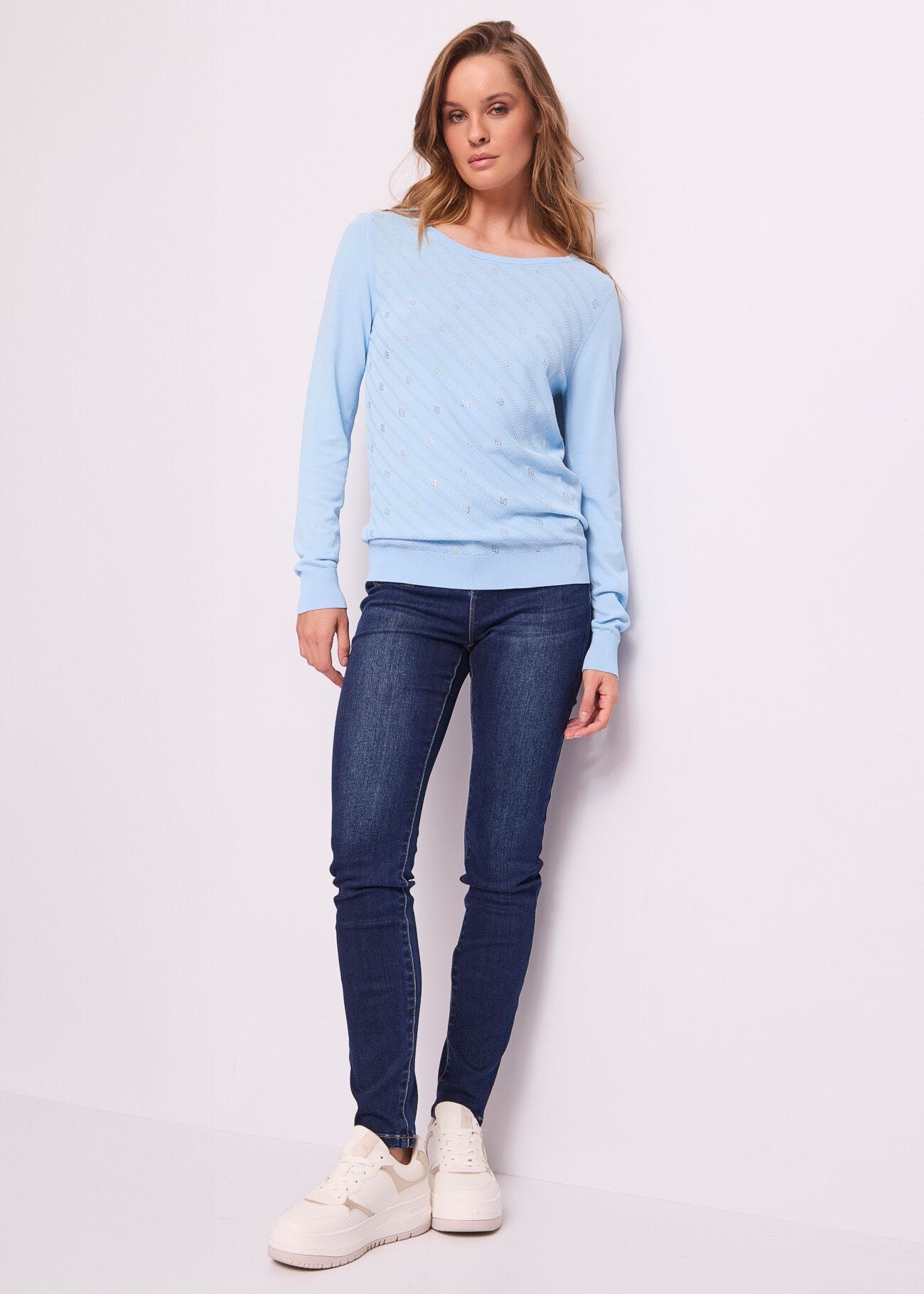 Maglia donna blu con logo