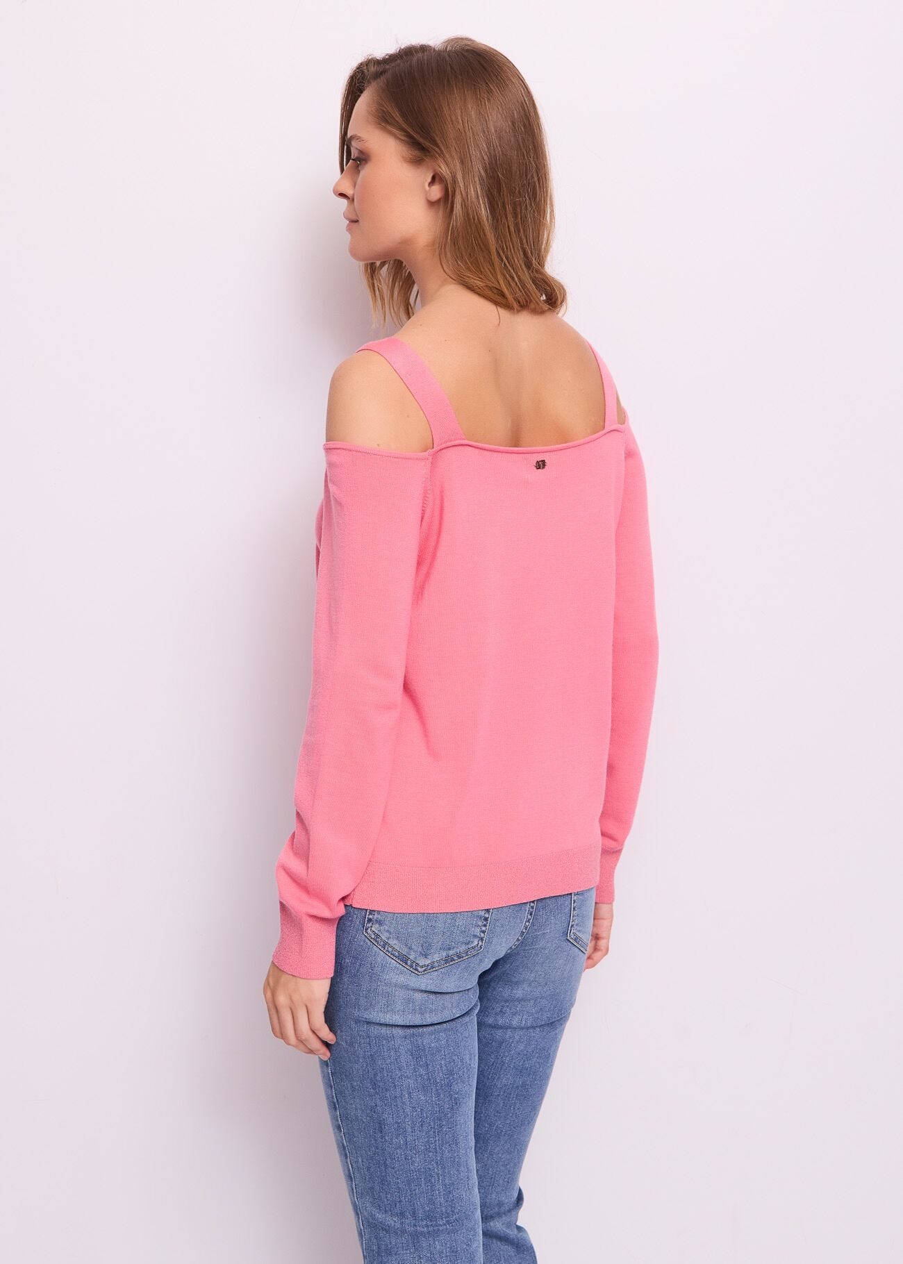 Maglia donna rosa off the shoulder