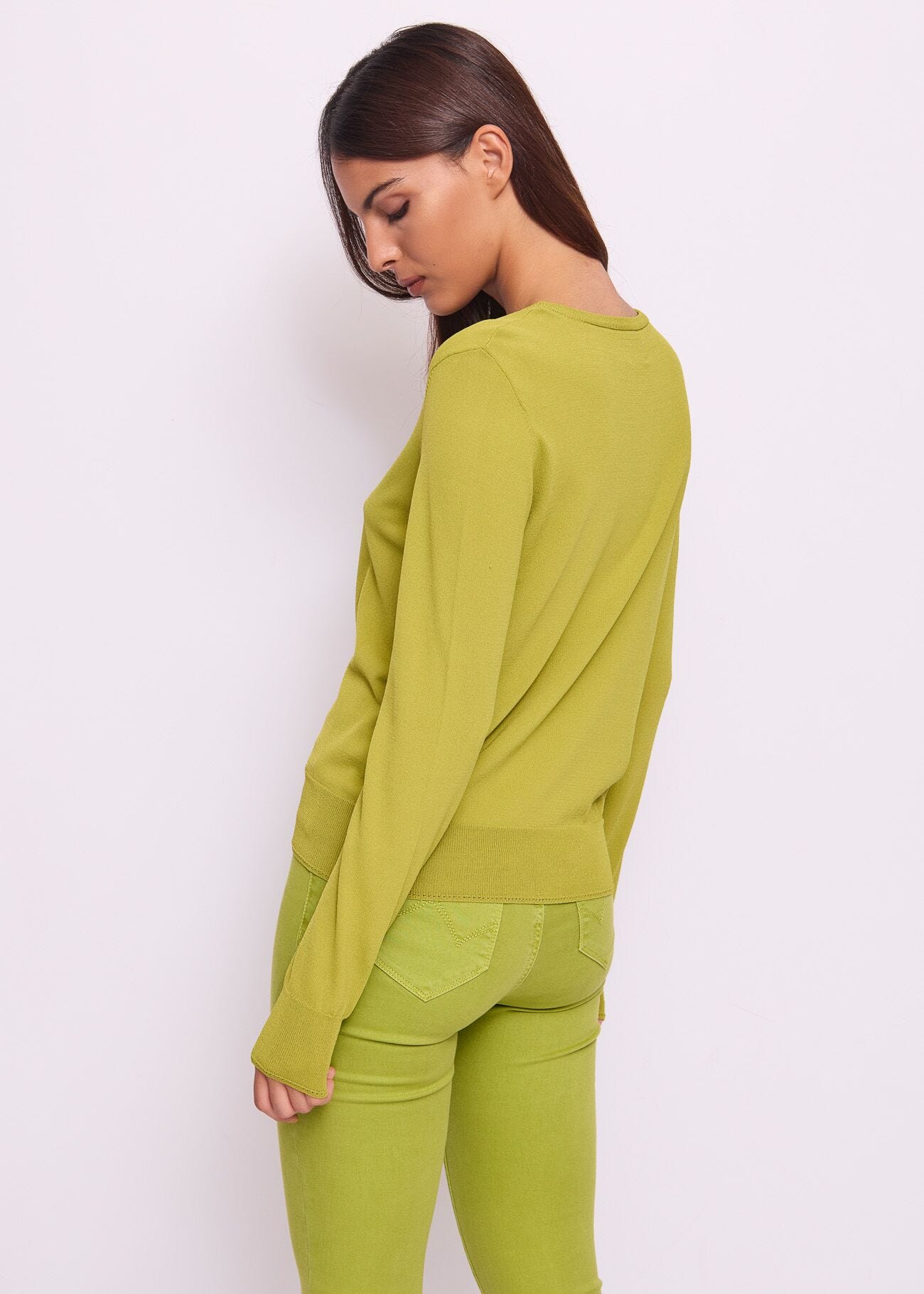 Maglia donna verde girocollo
