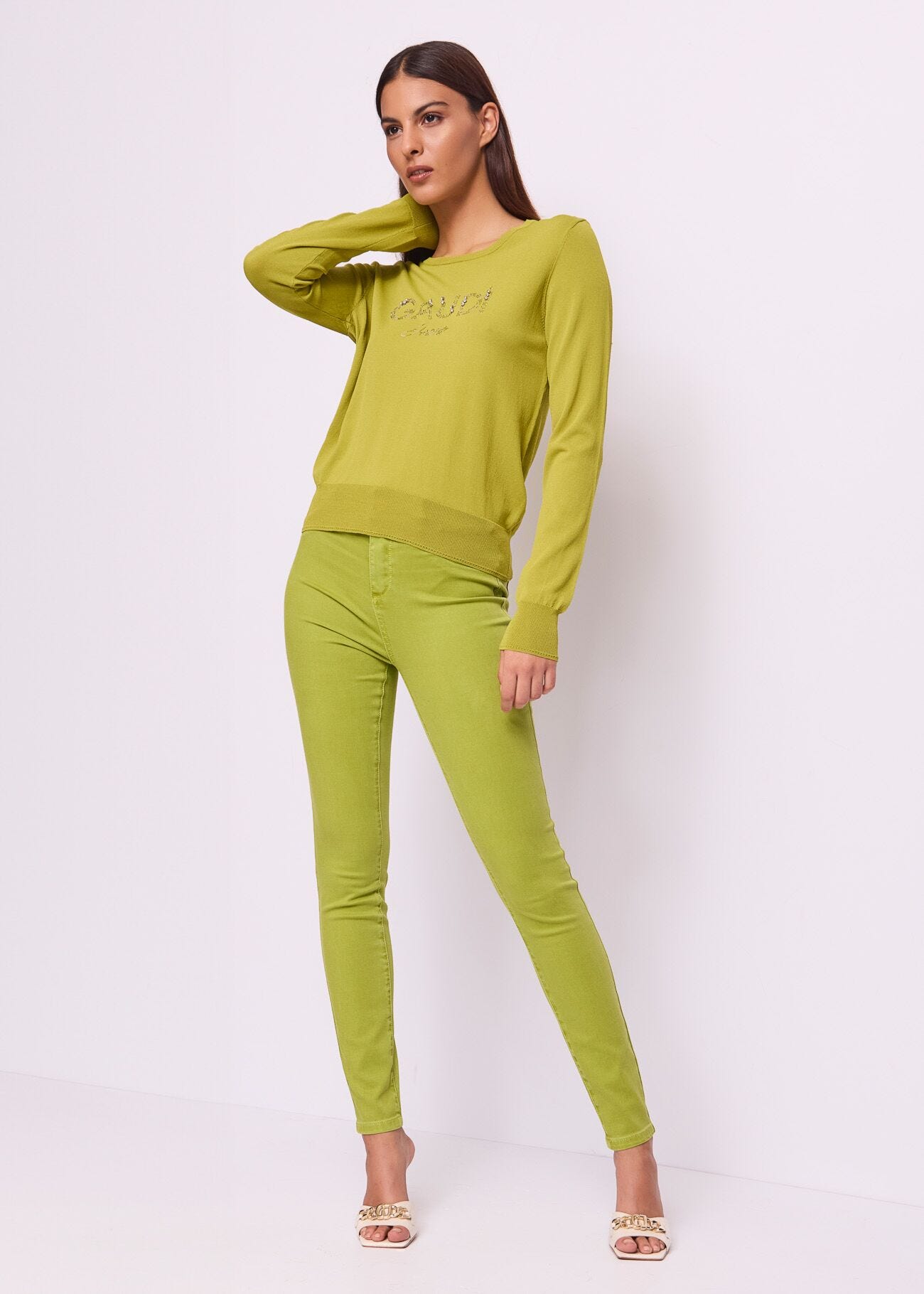 Maglia donna verde girocollo