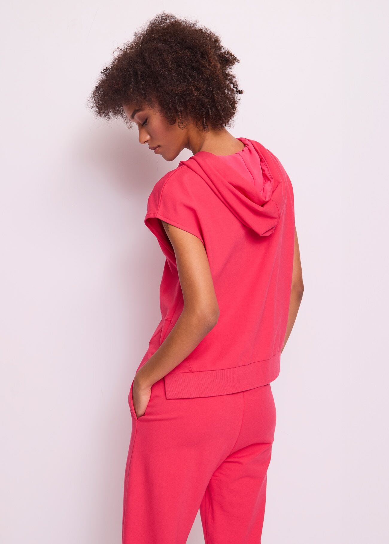 Sudadera roja de algodón para mujer