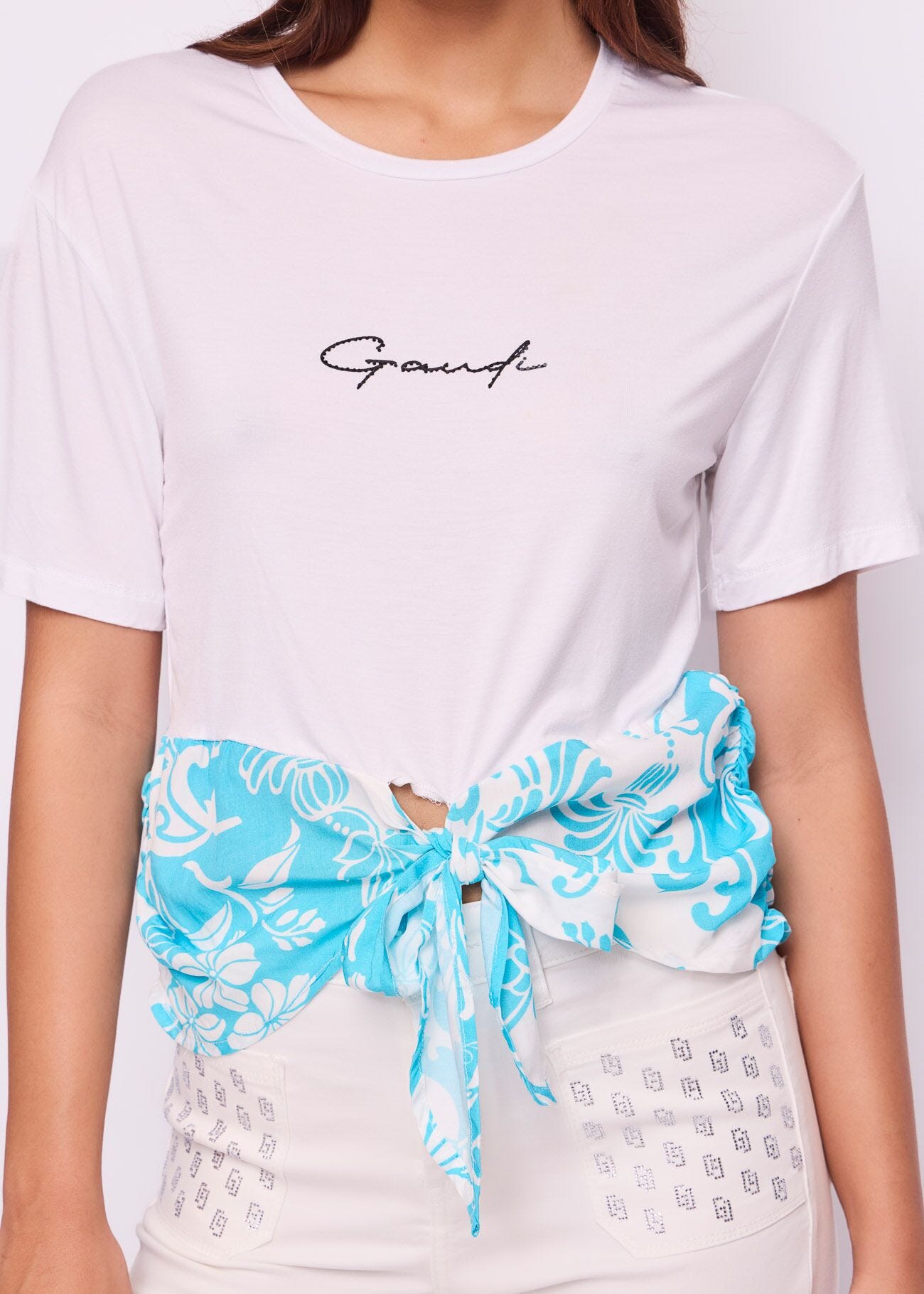 Camiseta con estampado y logotipo para mujer