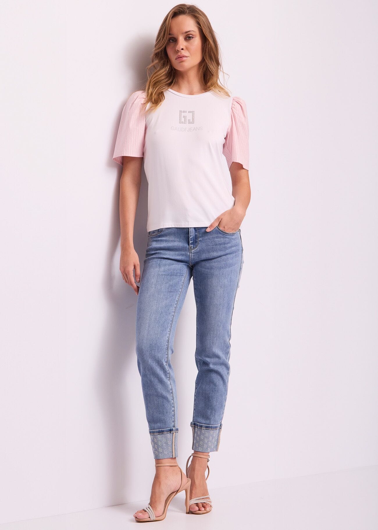 Camiseta blanca de algodón para mujer