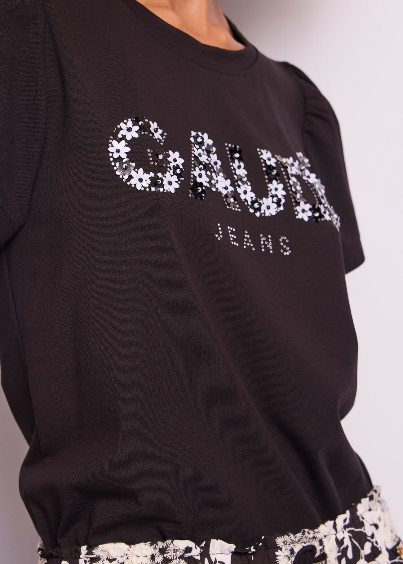 T-shirt noir en coton pour femme