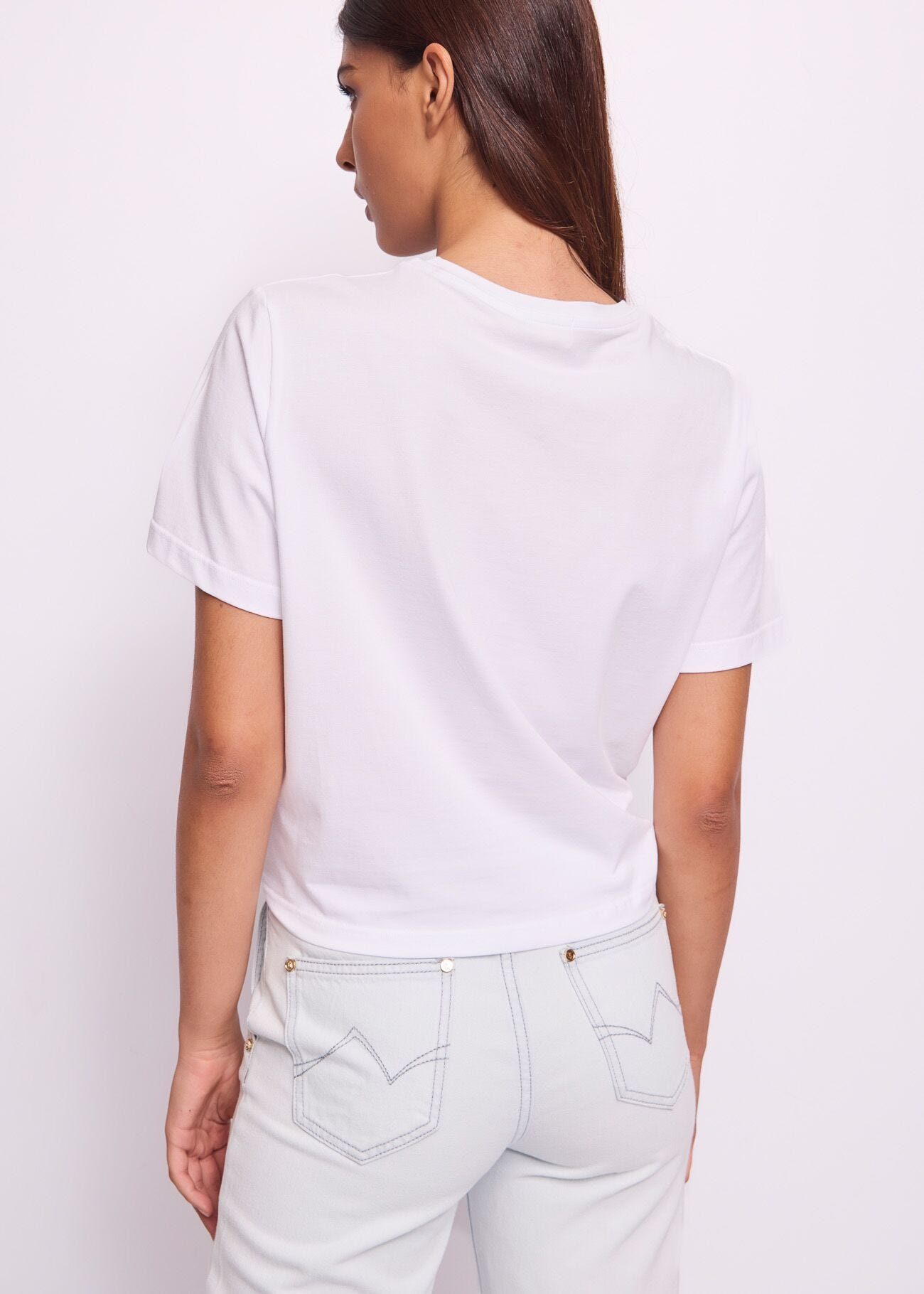 T-shirt blanc en coton pour femme